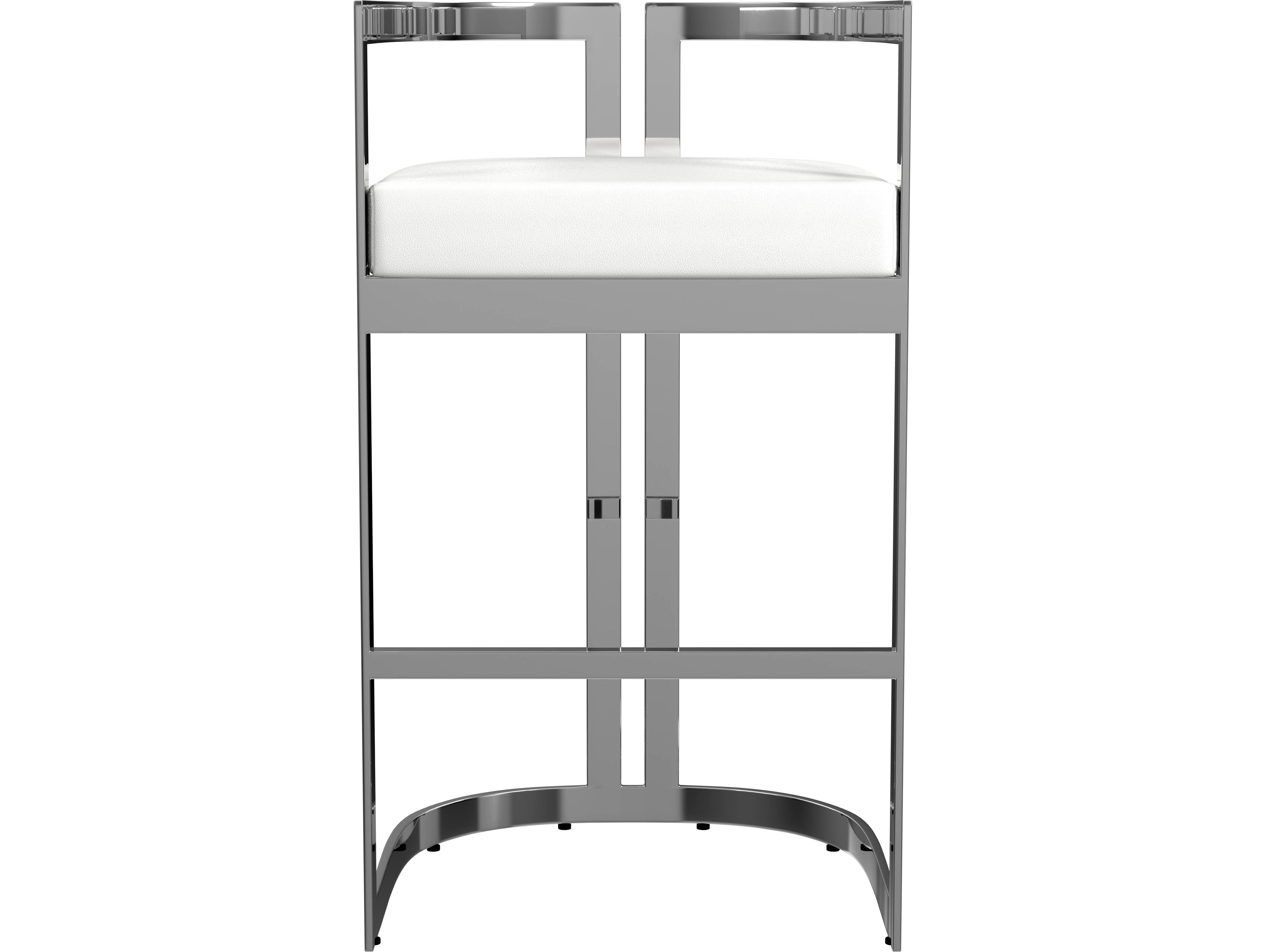 Butler Clarence Nickel Plated White Faux Leather Bar Stool