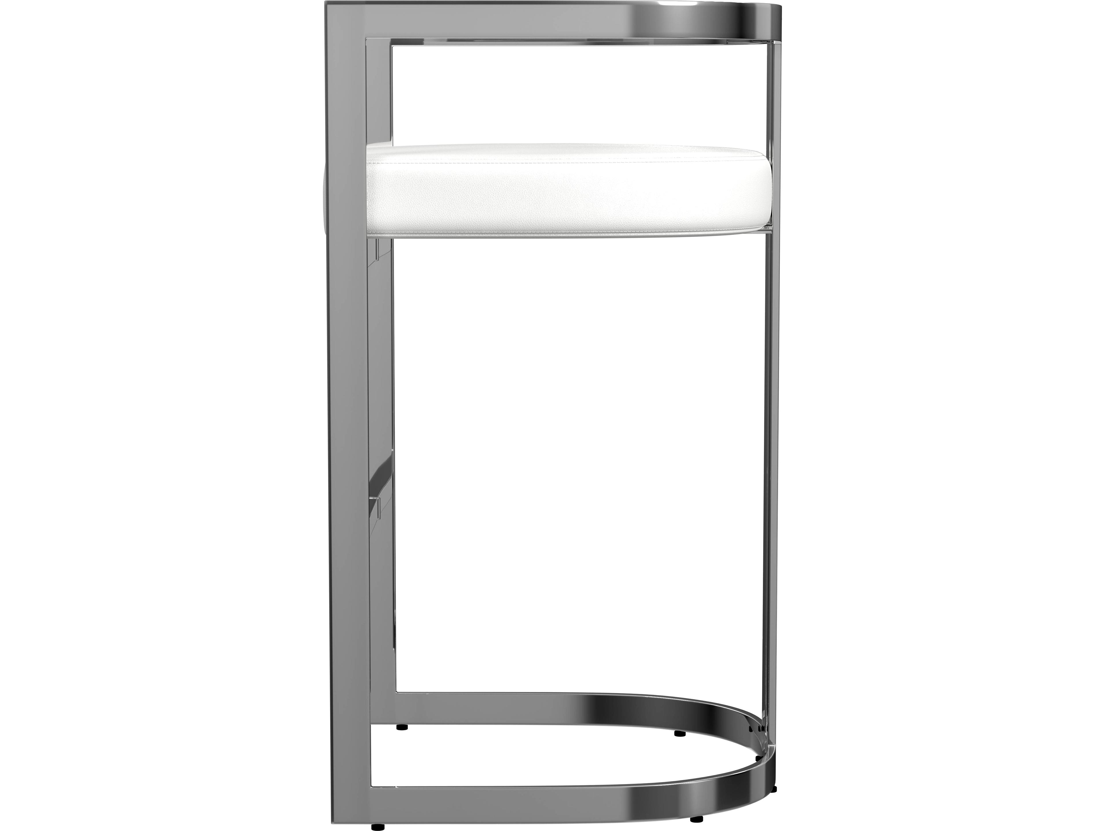 Butler Clarence Nickel Plated White Faux Leather Bar Stool