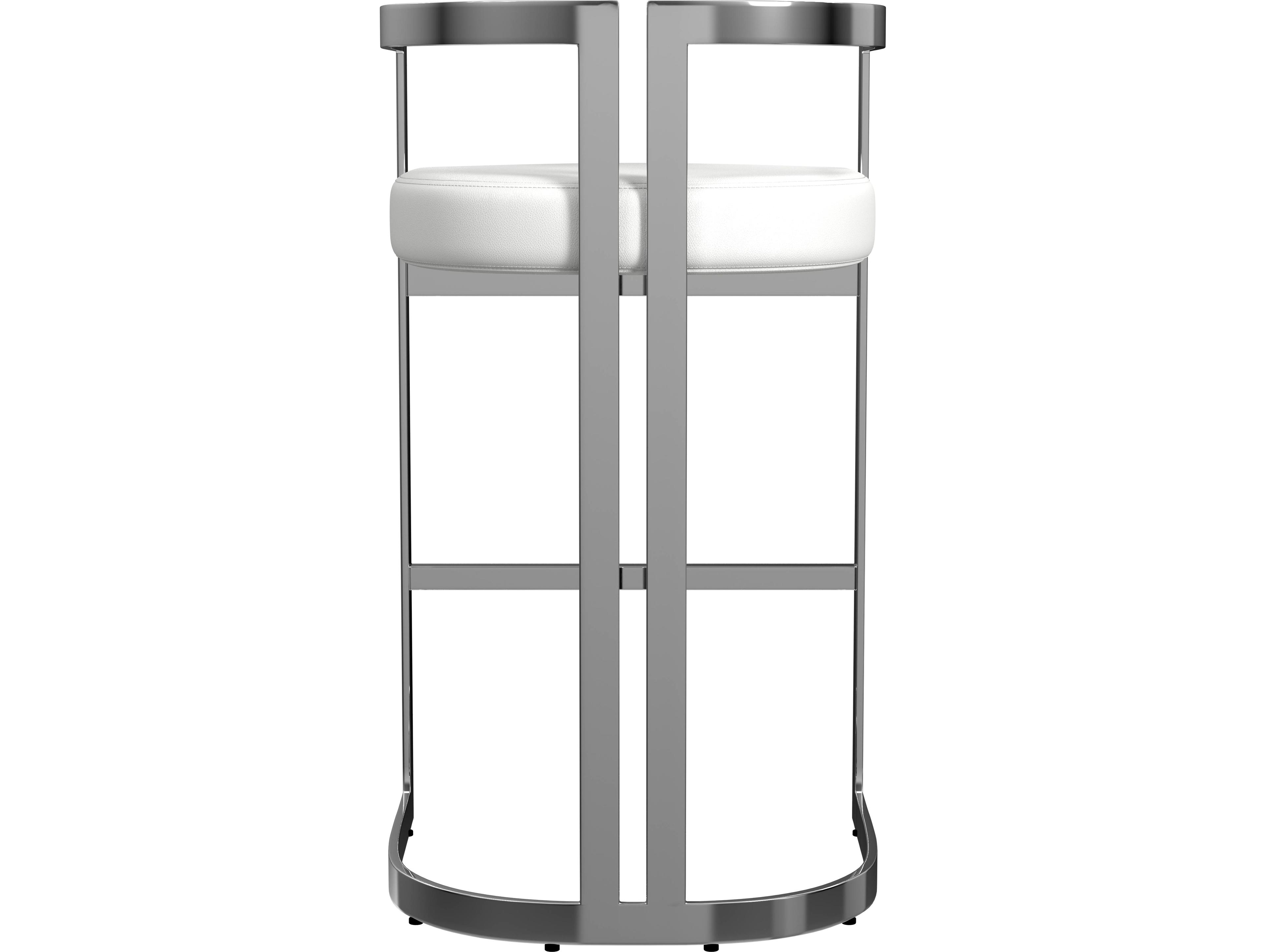 Butler Clarence Nickel Plated White Faux Leather Bar Stool