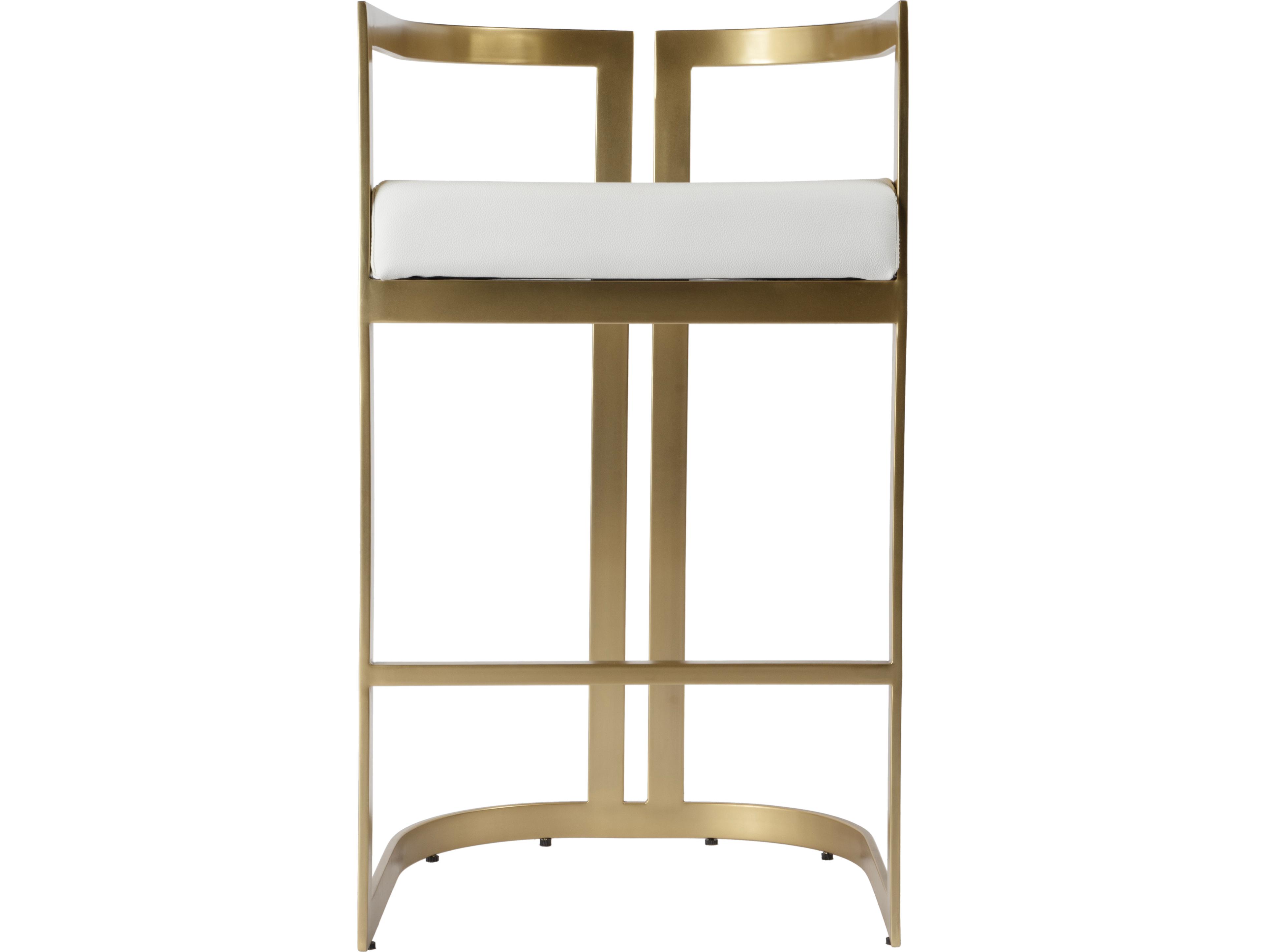 Butler Clarence Polished Gold White Faux Leather Bar Stool