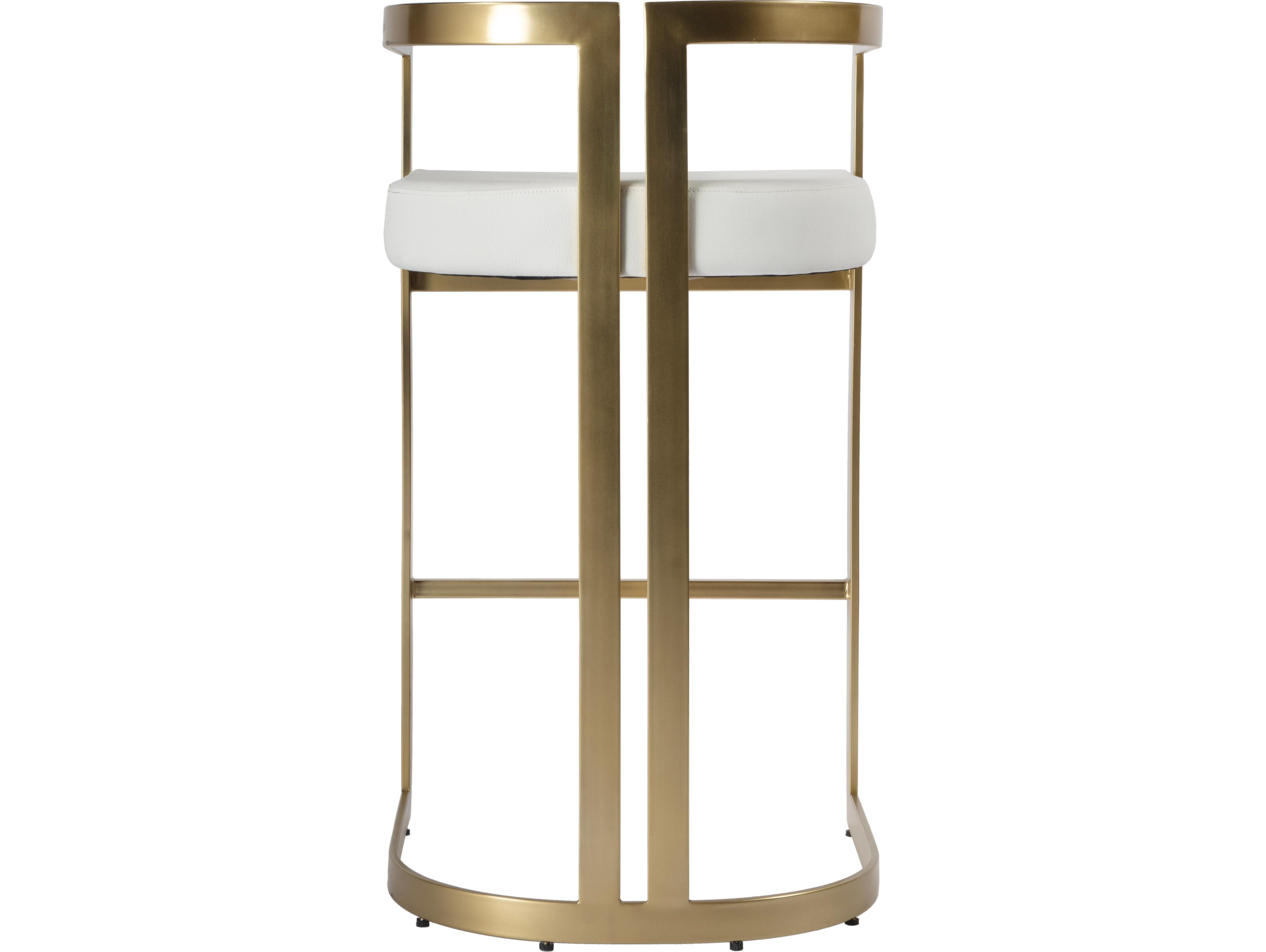 Butler Clarence Polished Gold White Faux Leather Bar Stool