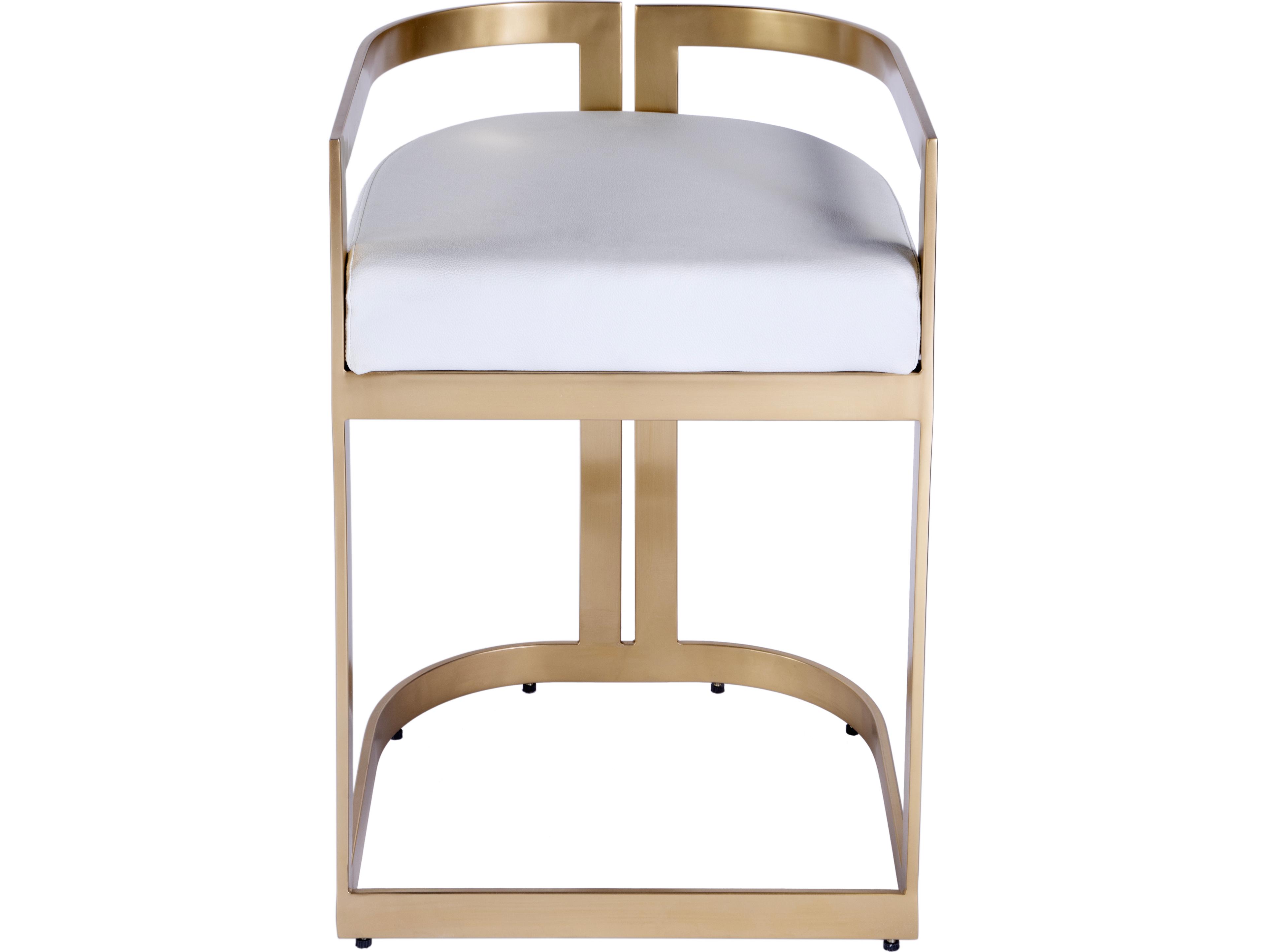 Butler Clarence Polished Gold White Faux Leather Counter Stool