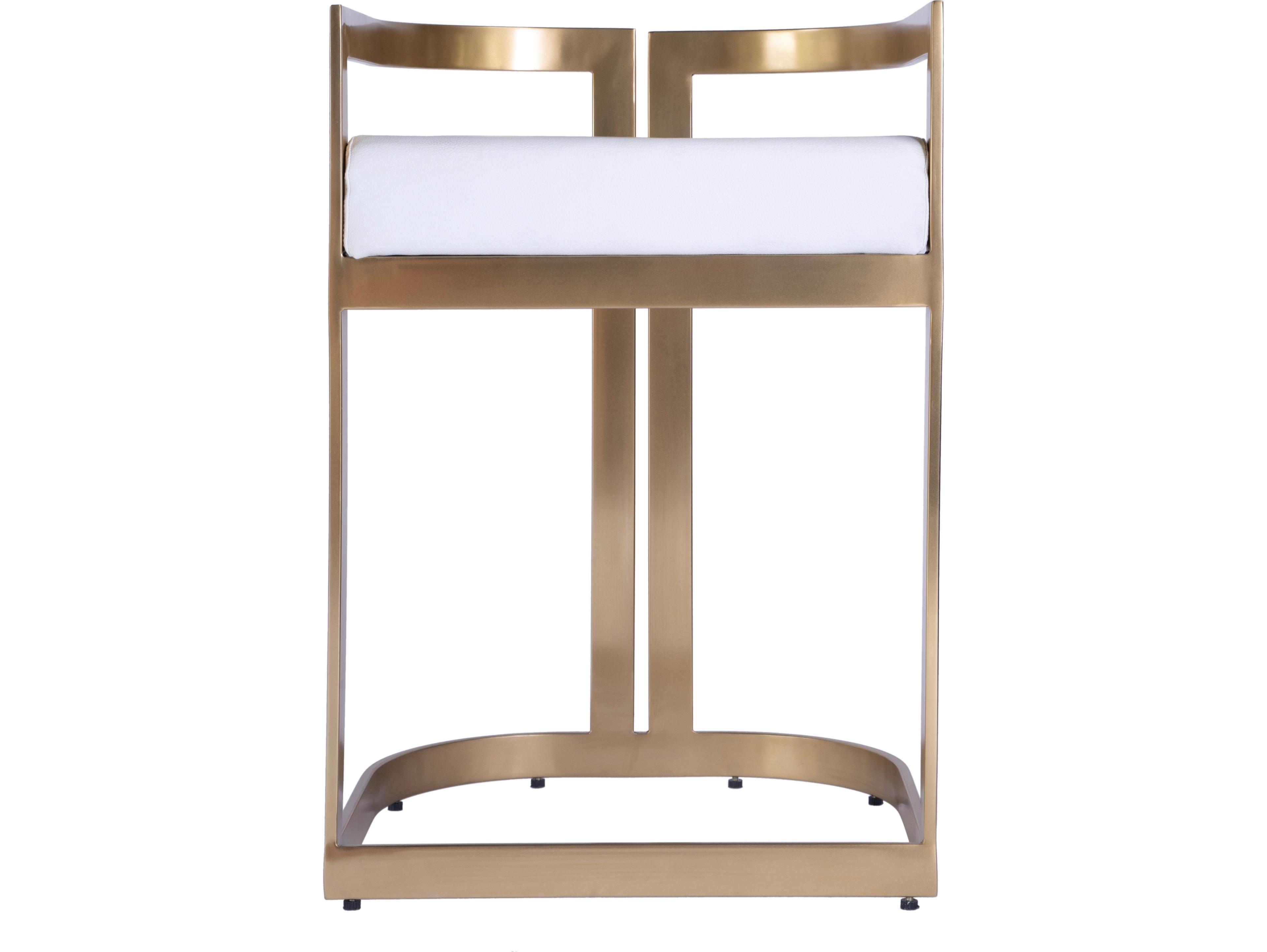 Butler Clarence Polished Gold White Faux Leather Counter Stool