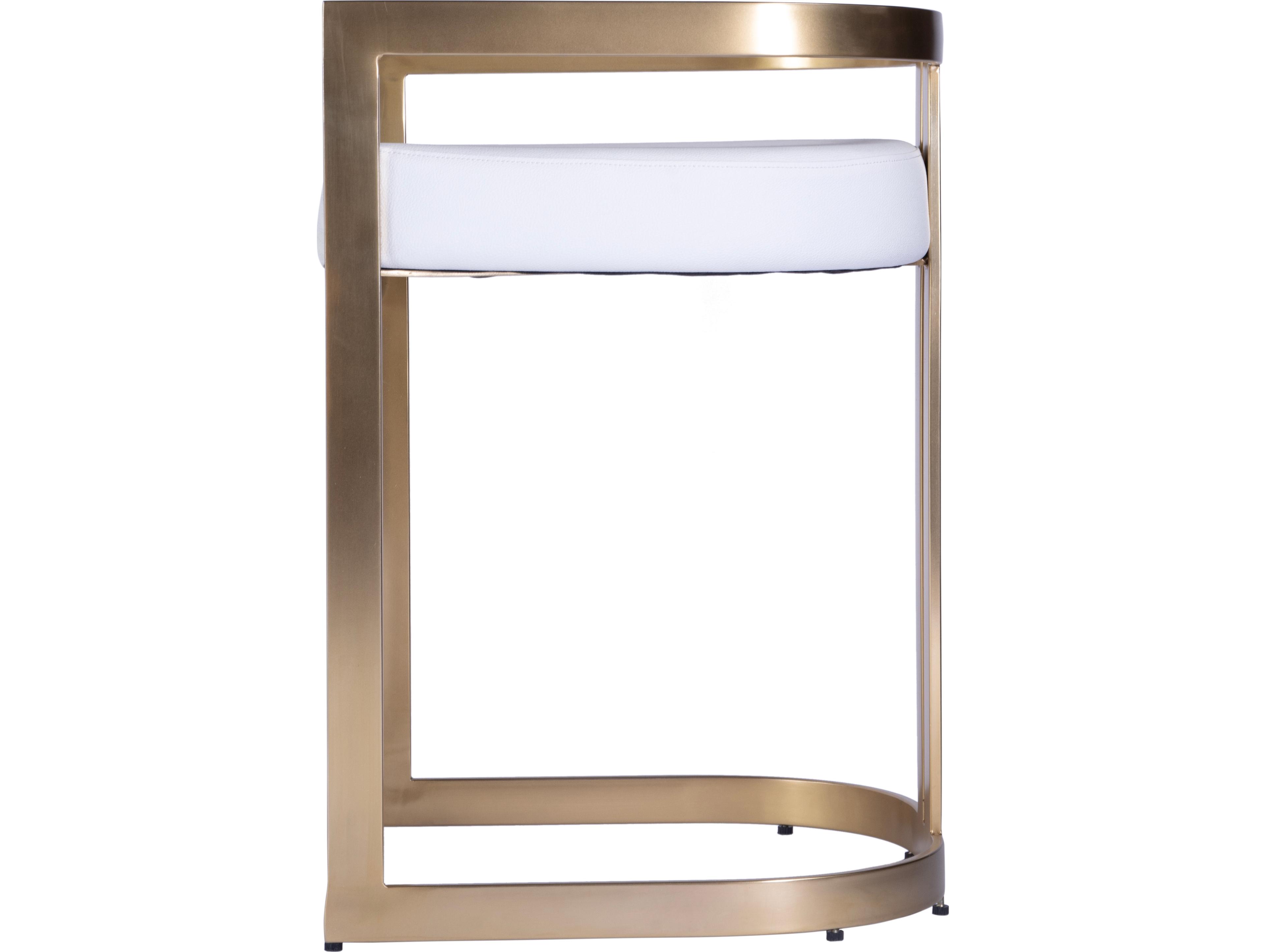 Butler Clarence Polished Gold White Faux Leather Counter Stool