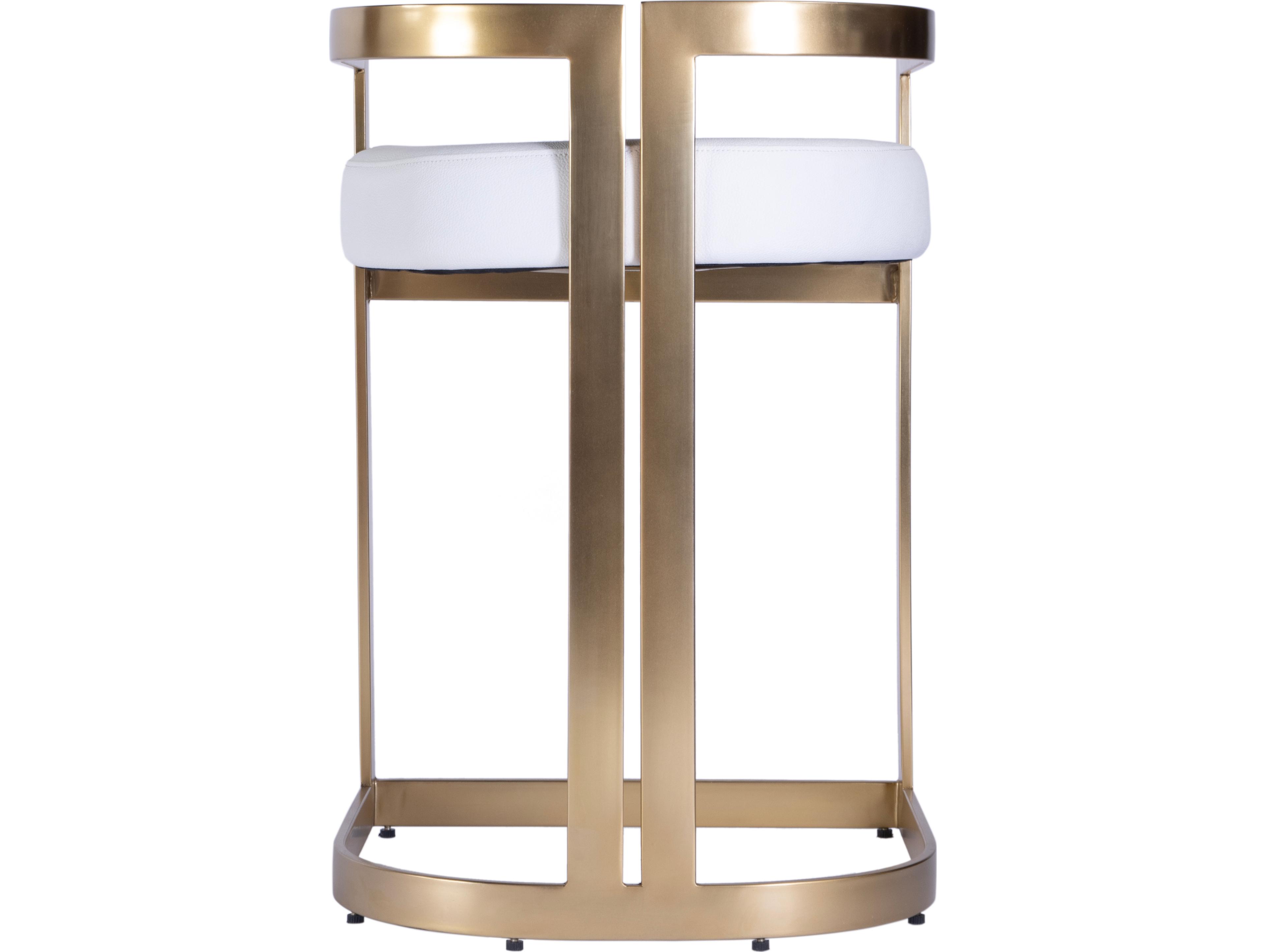 Butler Clarence Polished Gold White Faux Leather Counter Stool