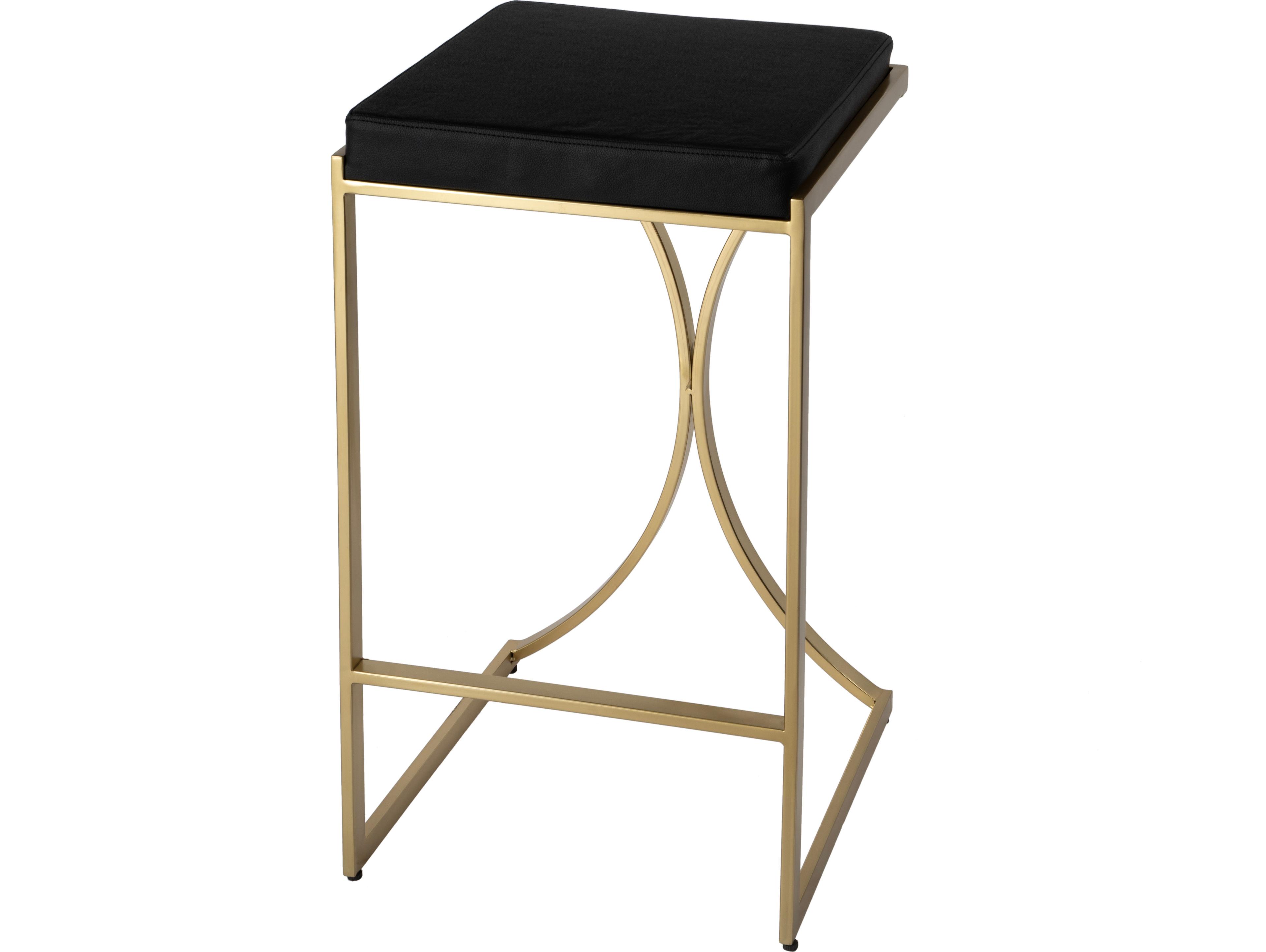 Butler Natalya Black Leather White Faux Bar Stool