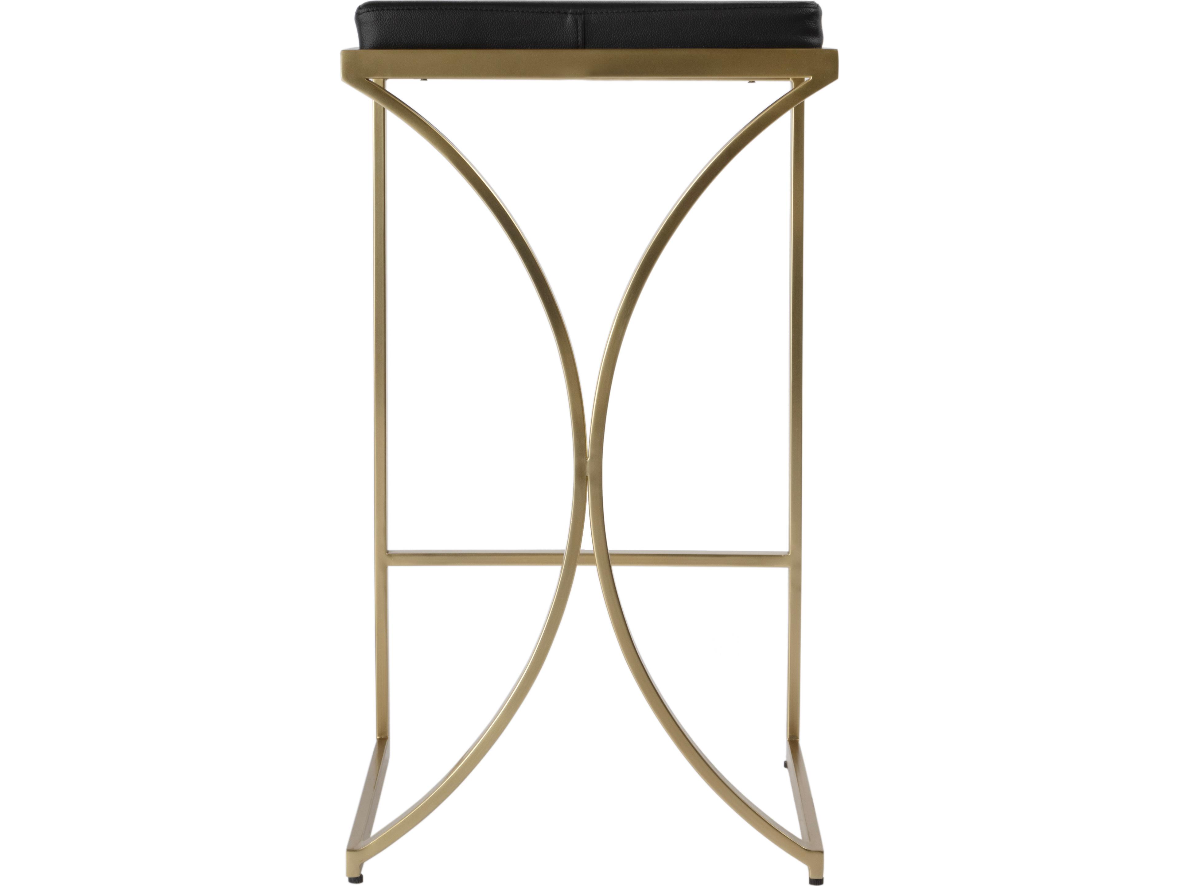 Butler Natalya Black Leather White Faux Bar Stool