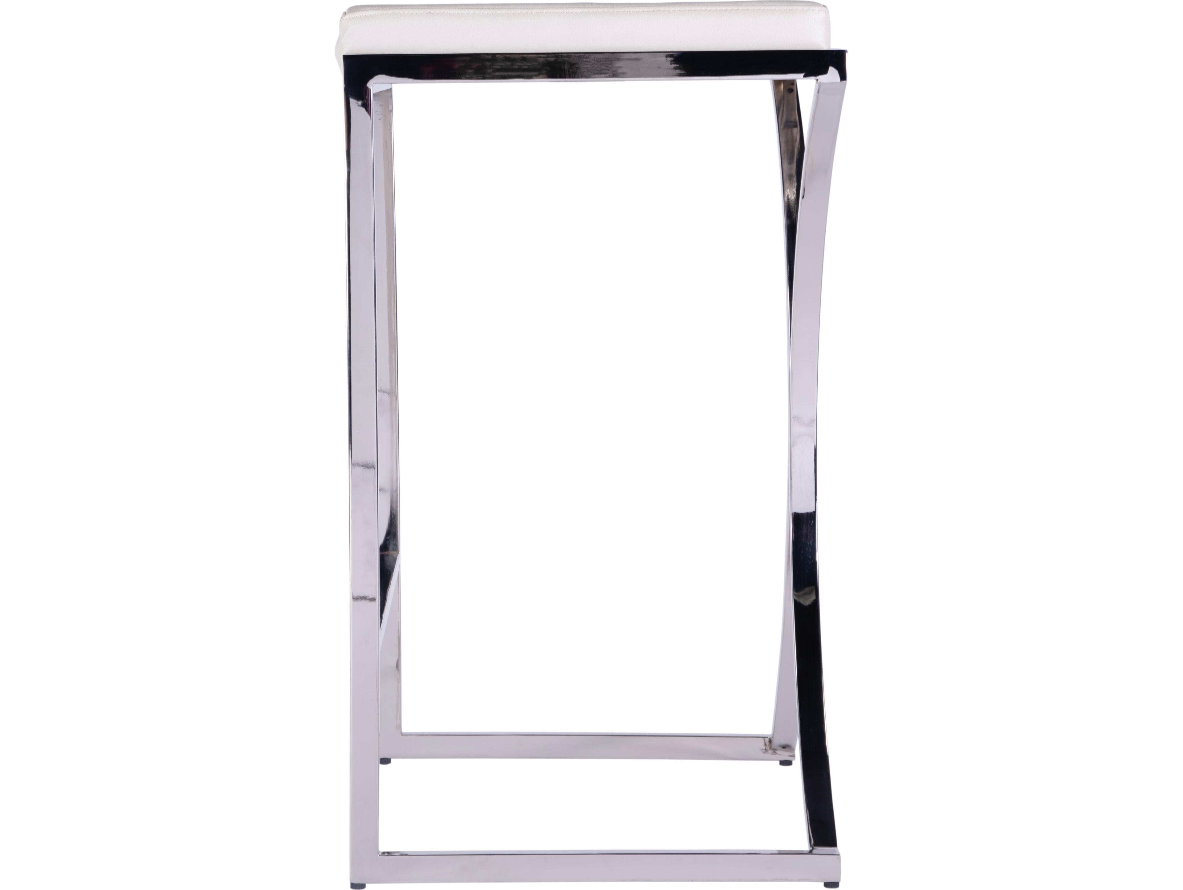 Butler Natalya Nickel Plated White Faux Leather Bar Stool