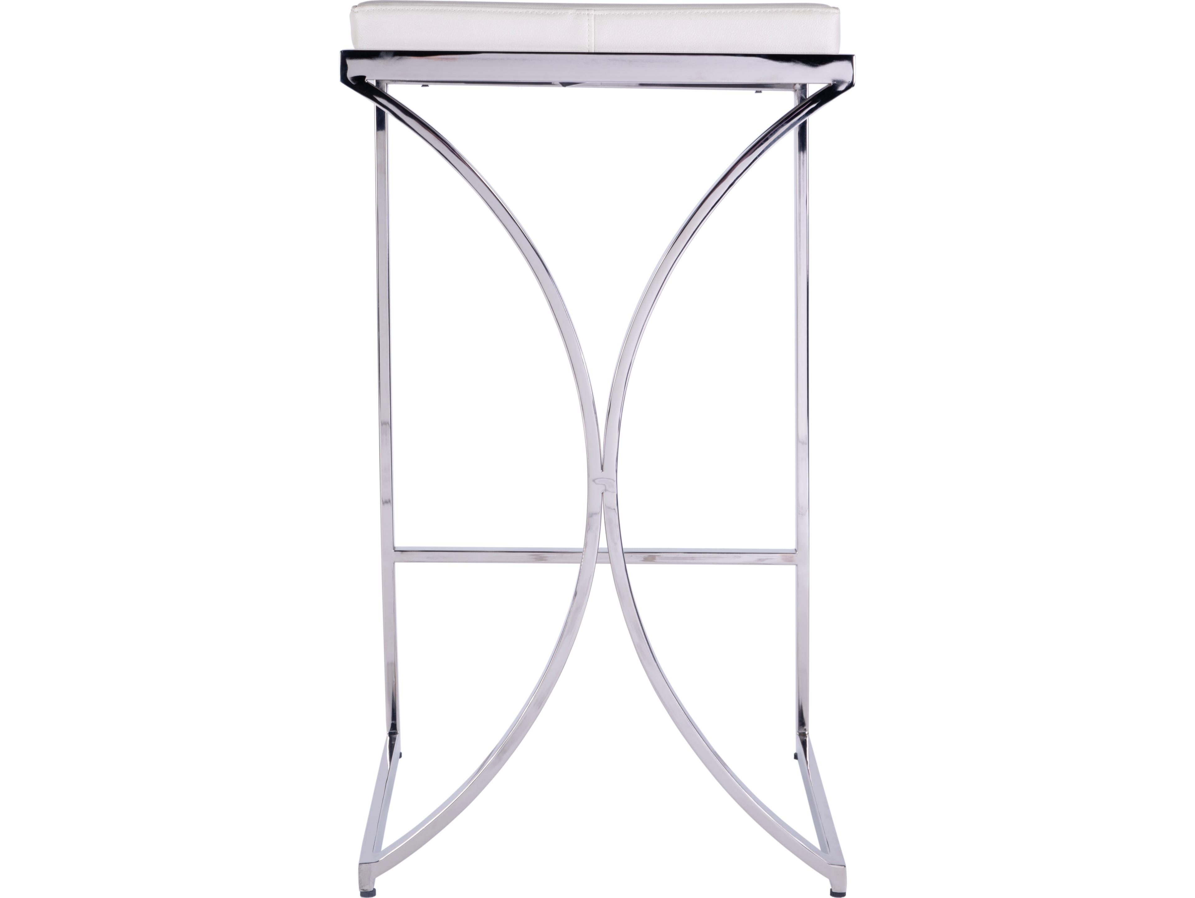 Butler Natalya Nickel Plated White Faux Leather Bar Stool