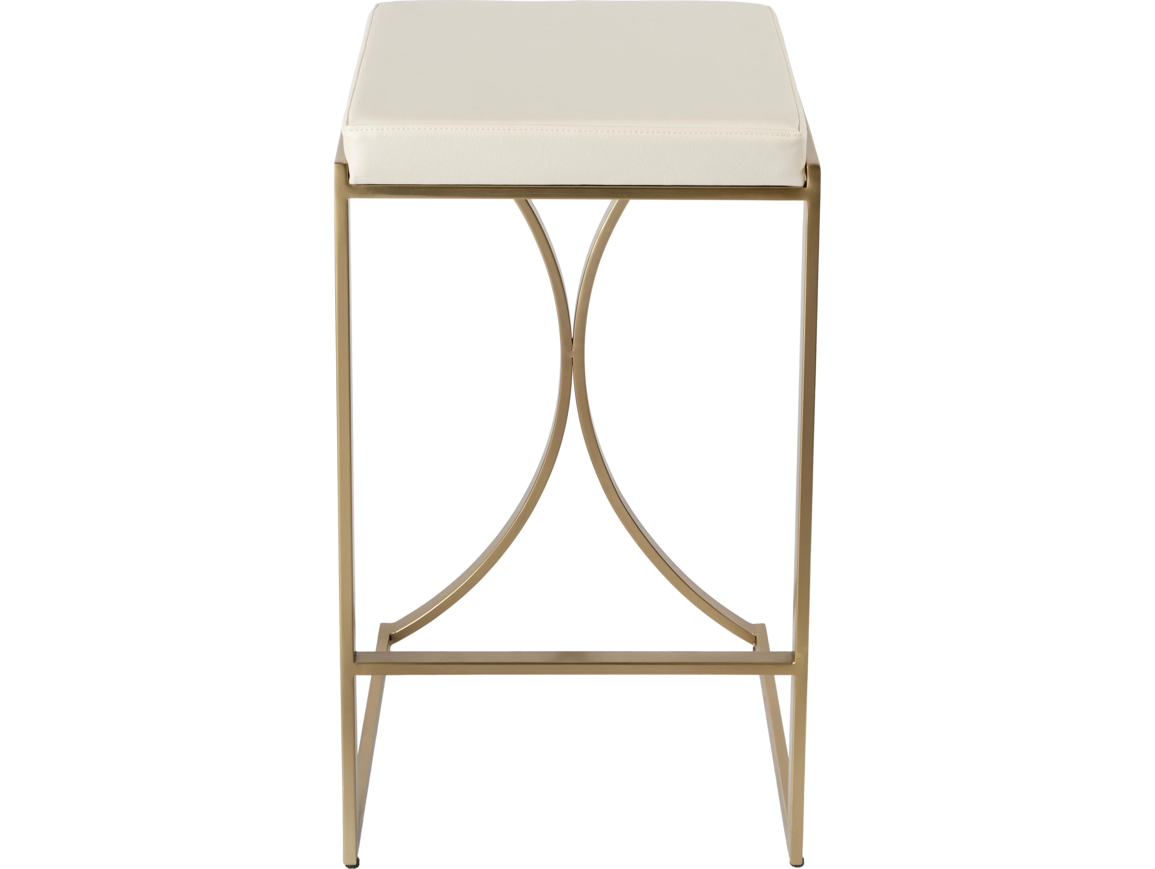 Butler Natalya Polished Gold White Faux Leather Bar Stool