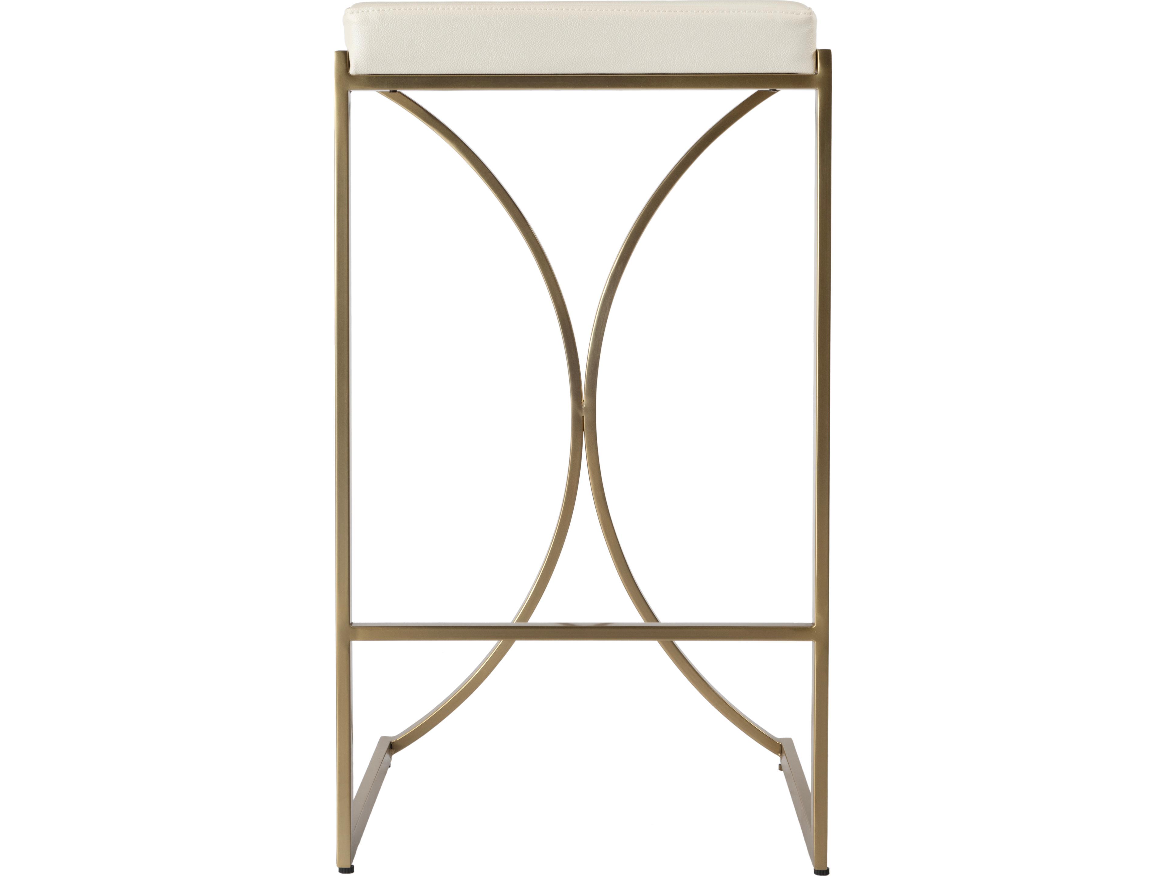 Butler Natalya Polished Gold White Faux Leather Bar Stool