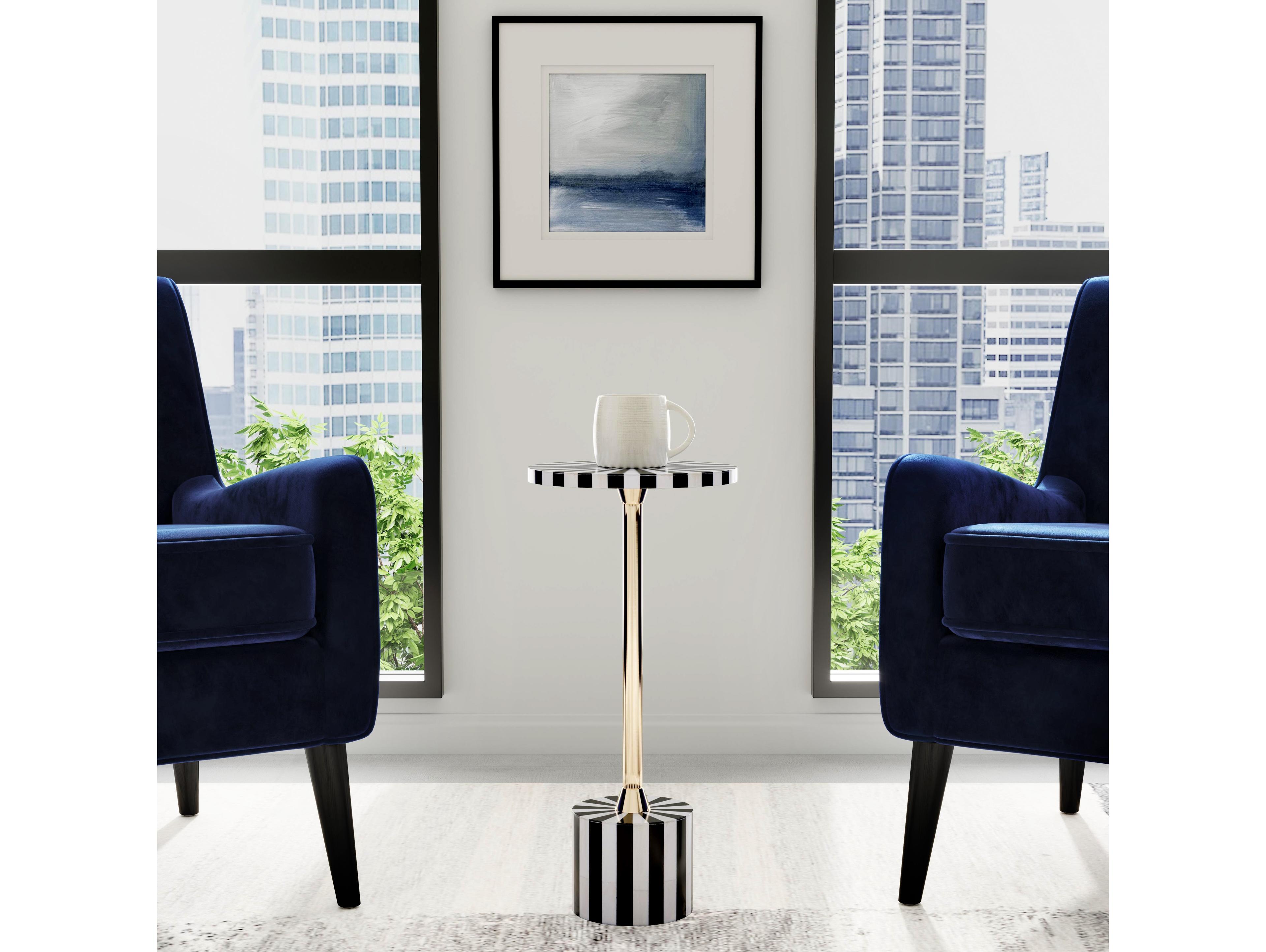 Butler Zane Round Resin Black Bone End Table