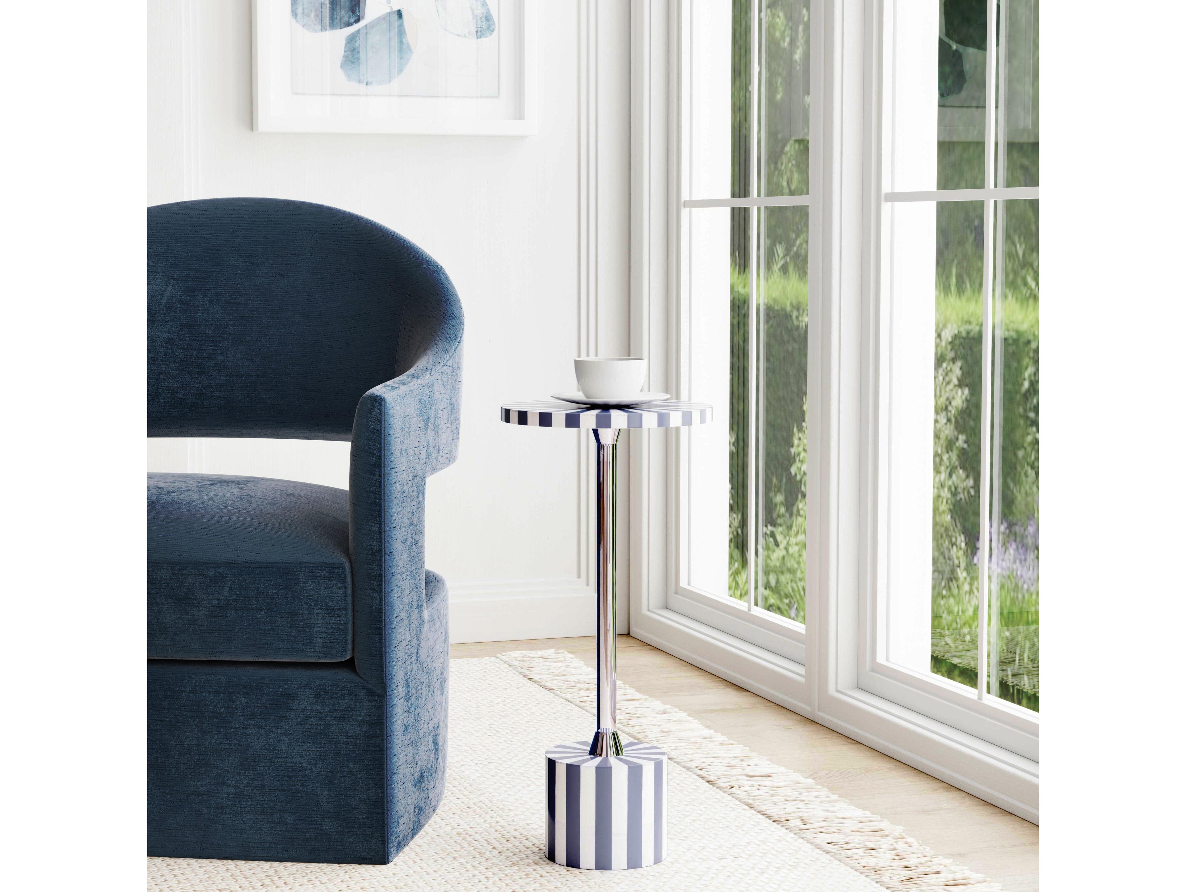 Butler Zane Round Resin Gray Bone Inlay End Table