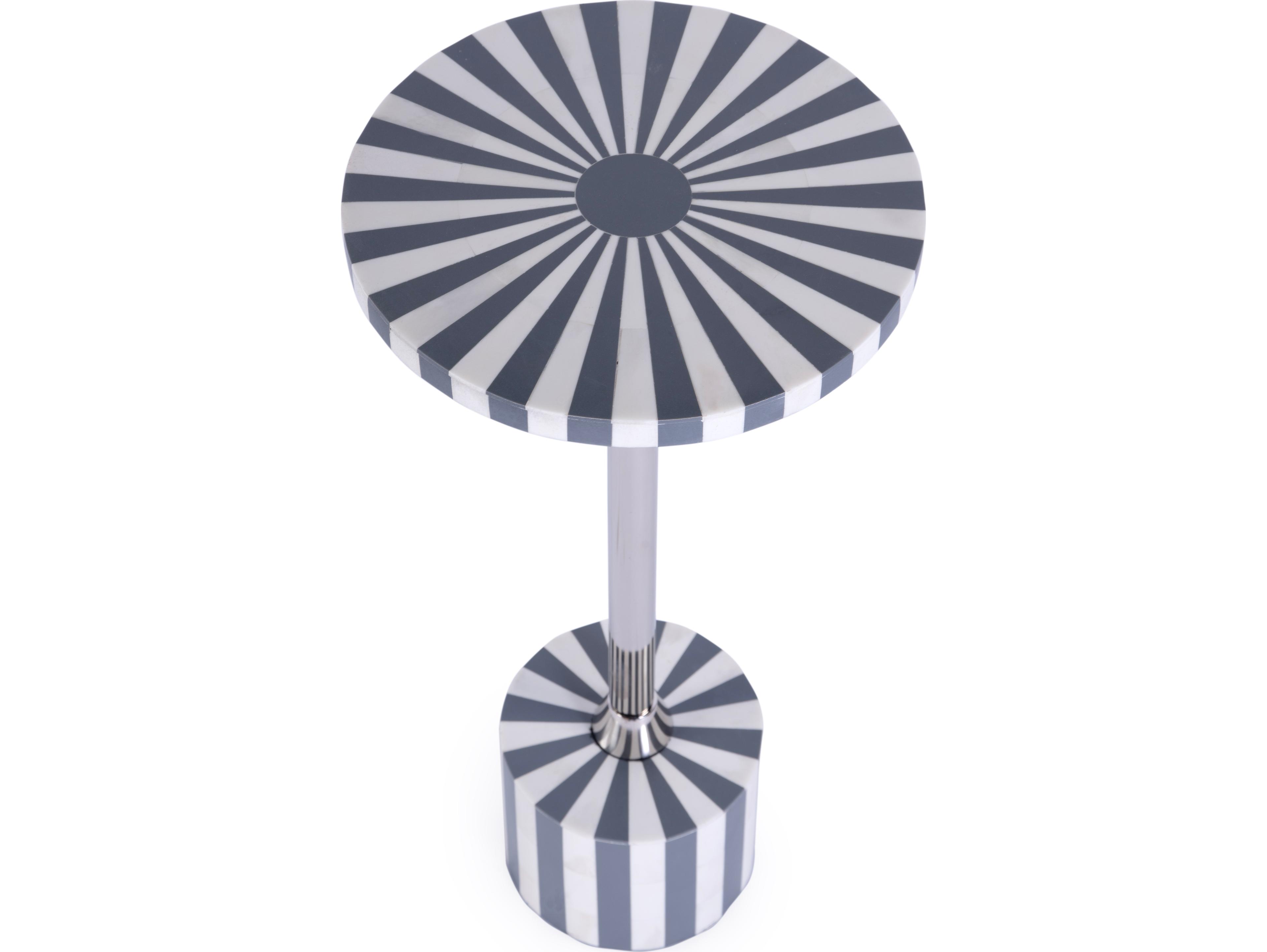 Butler Zane Round Resin Gray Bone Inlay End Table