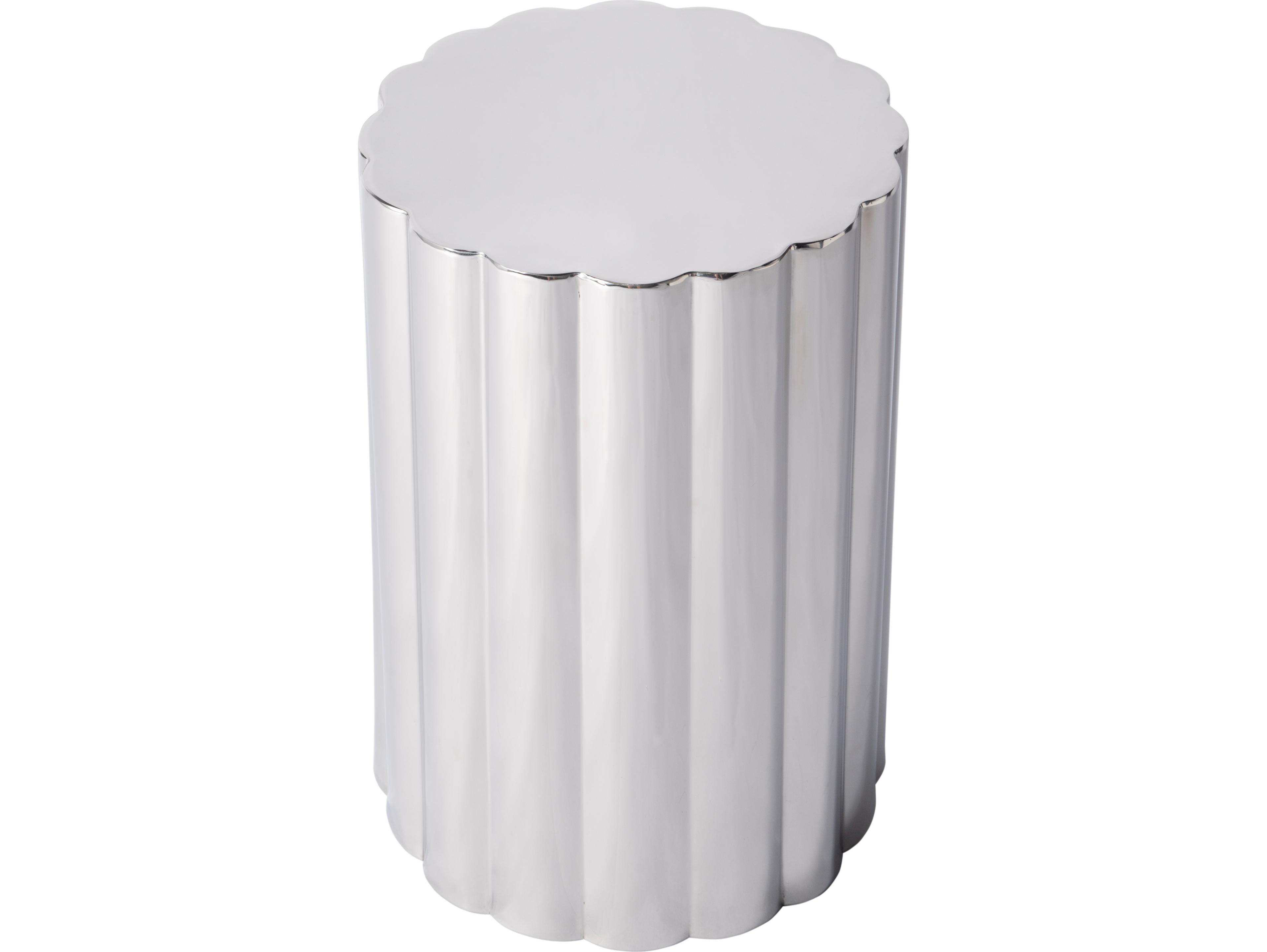 Butler Norwich Round Metal Polished Silver End Table