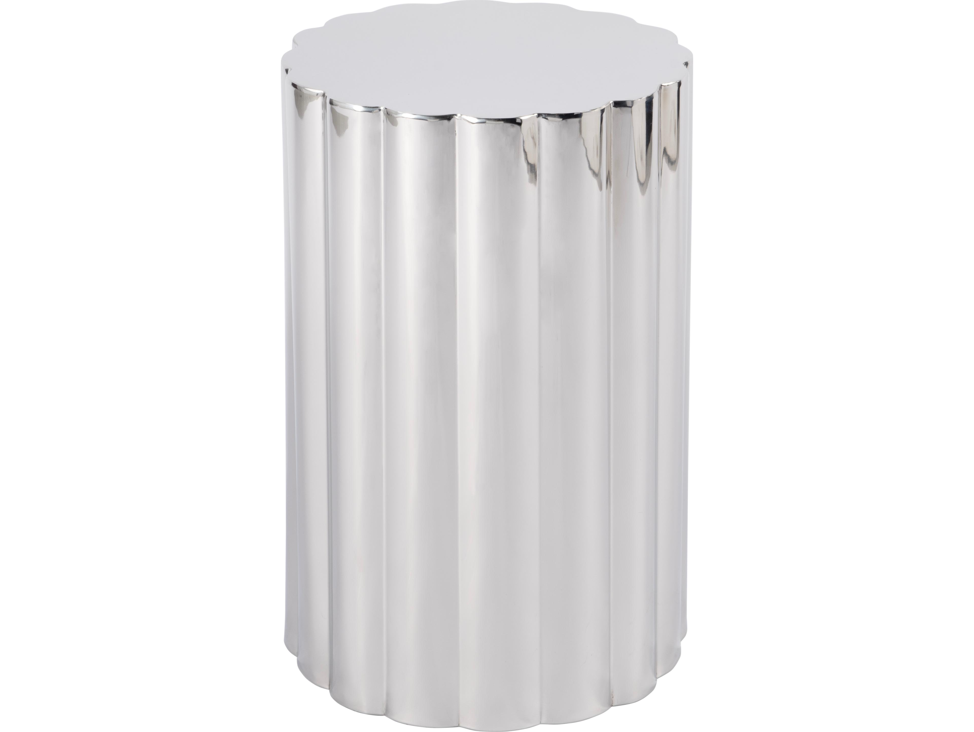 Butler Norwich Round Metal Polished Silver End Table