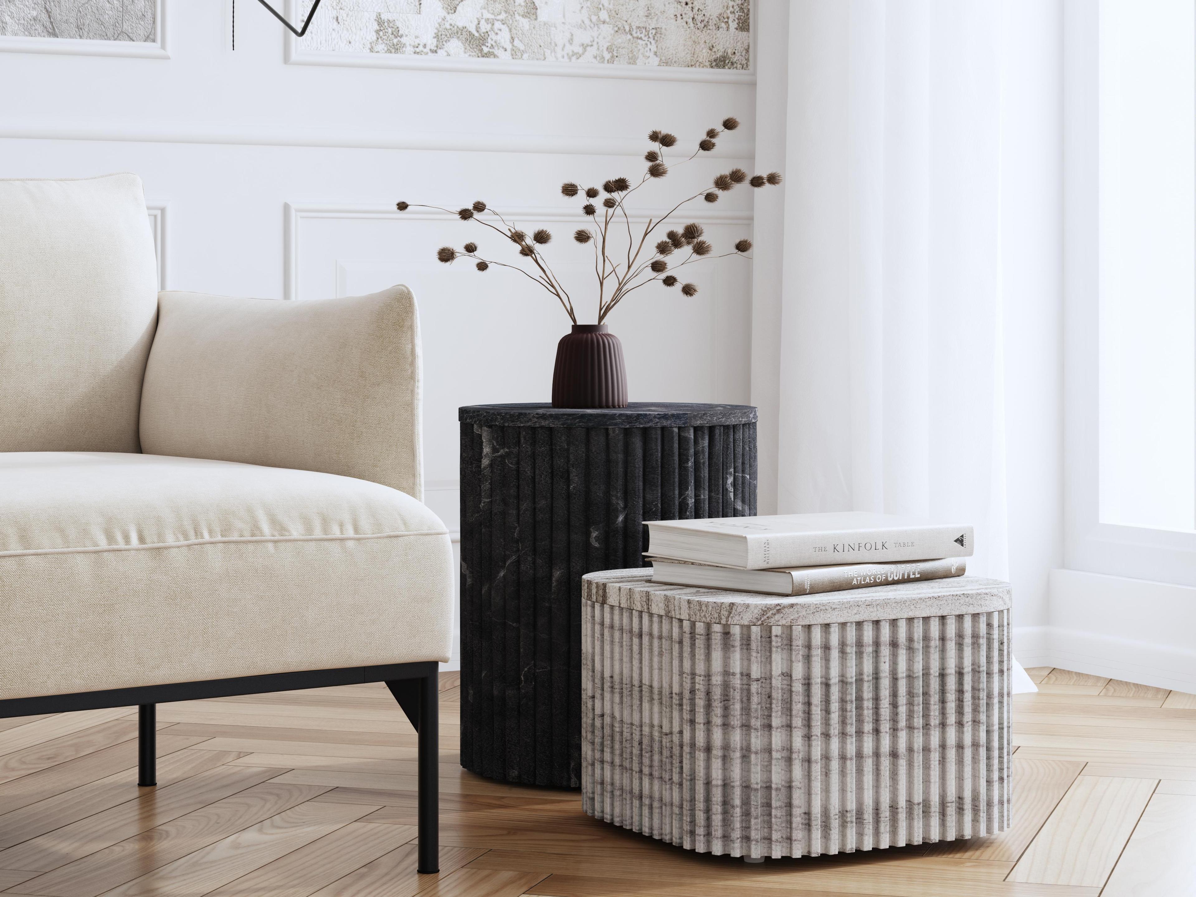 Butler Sylvester Round Marble Gray White End Table