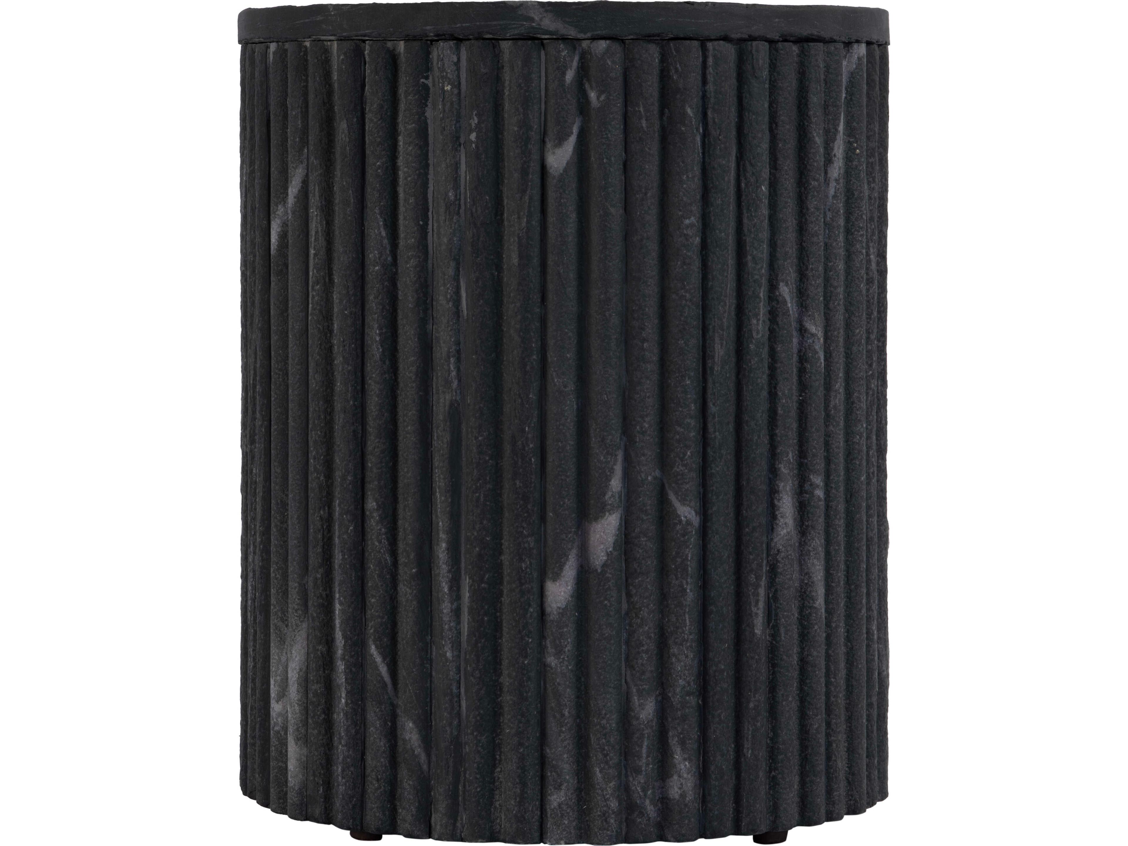 Butler Sylvester Round Marble Gray White End Table