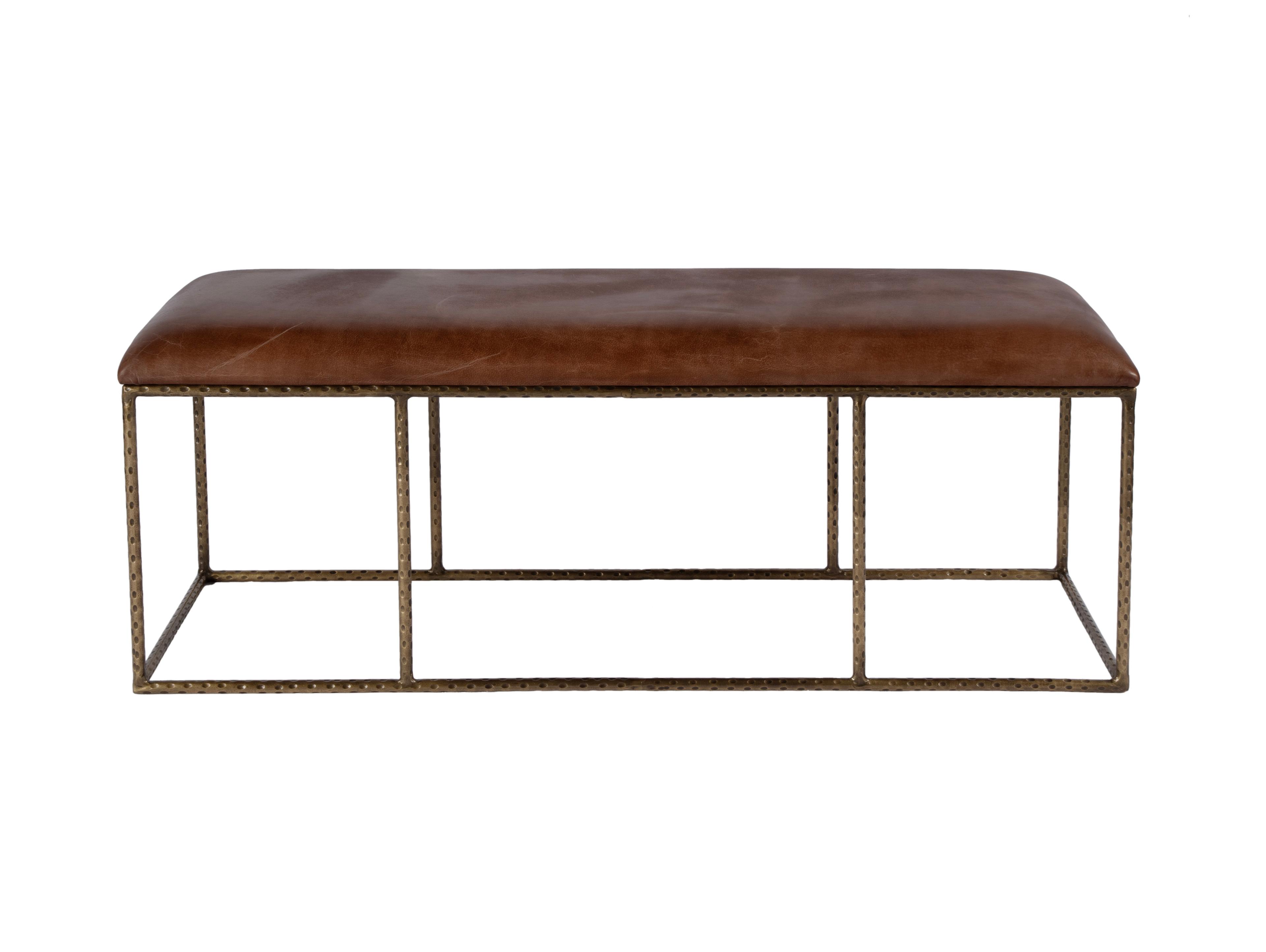 Butler Lloyd Brown Leather Accent Bench