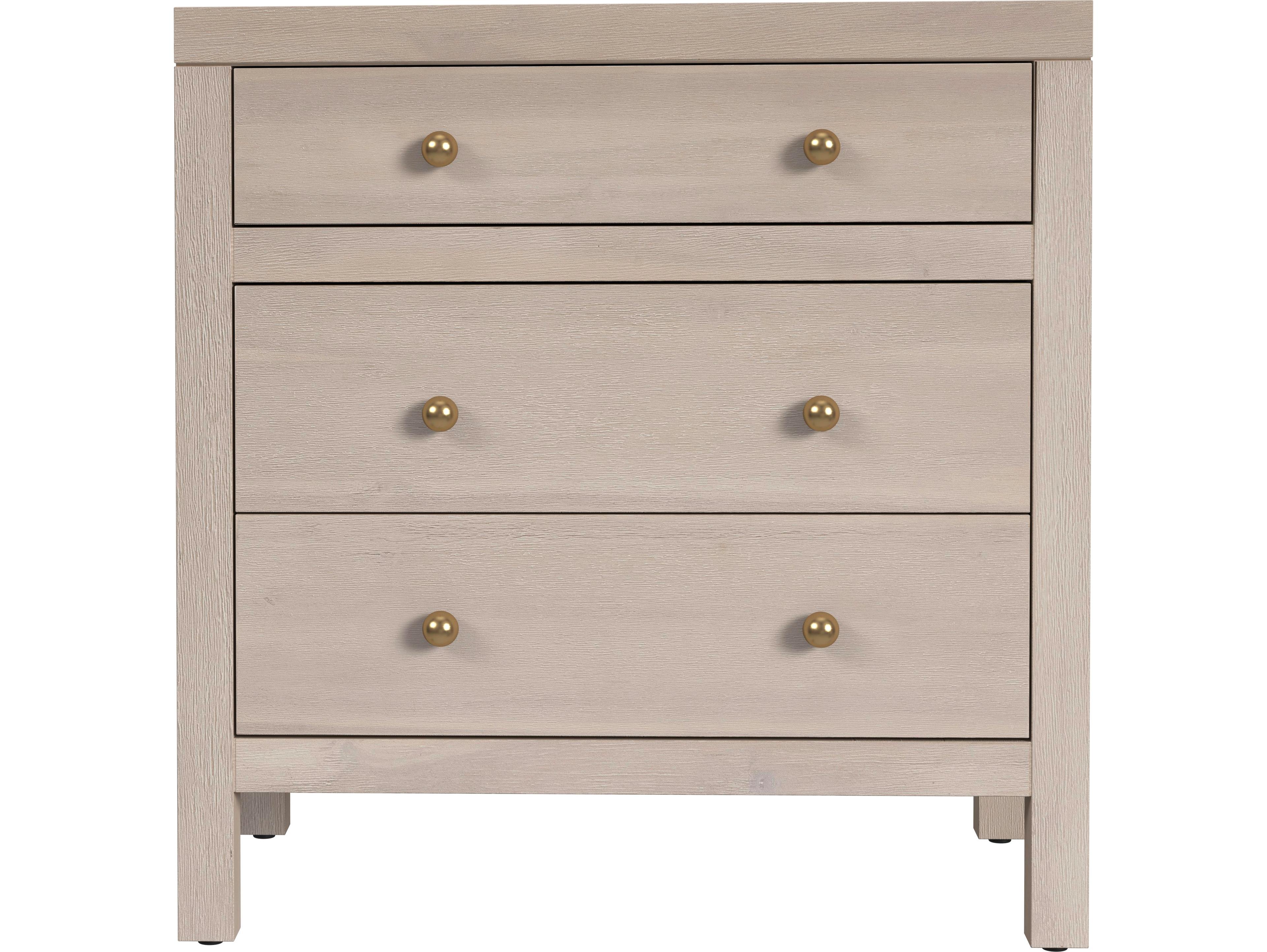 Butler Nora 3-Drawers Beige Acacia Wood Nightstand