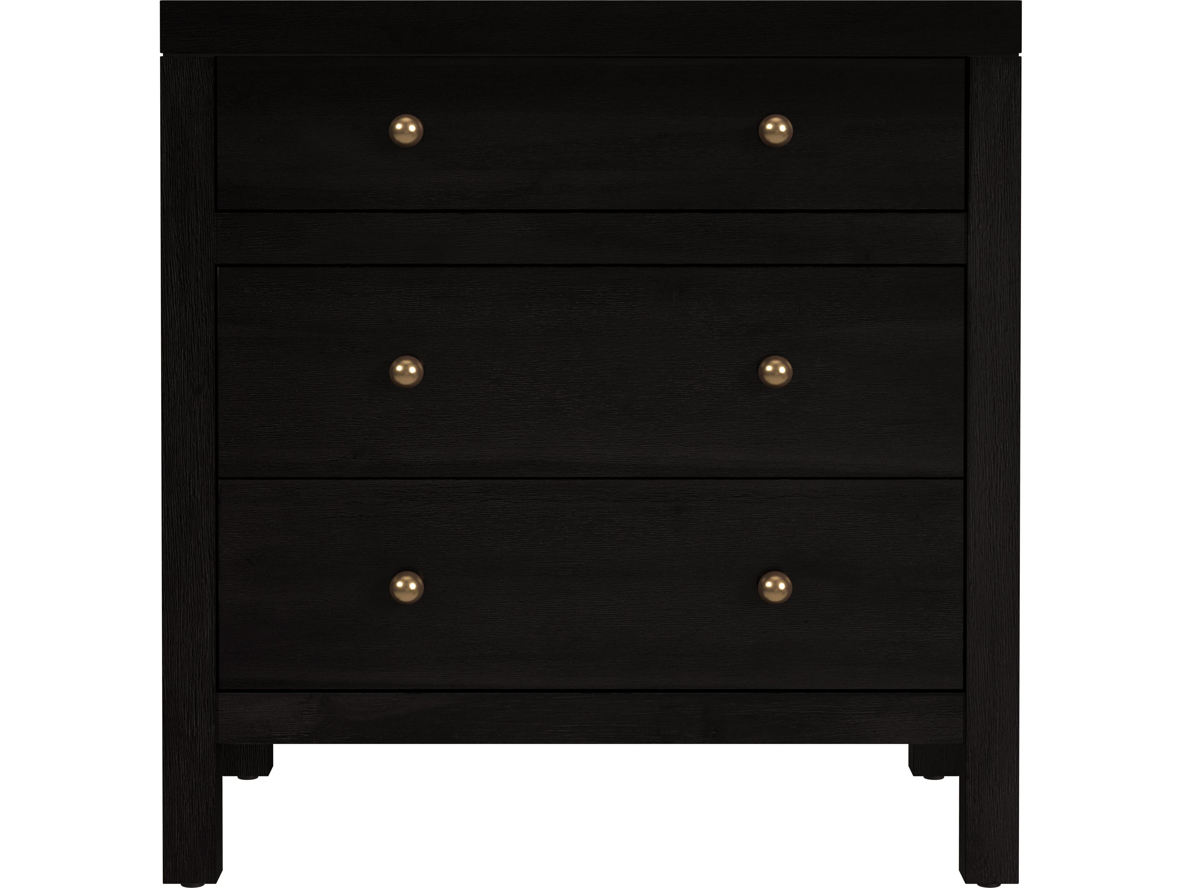 Butler Nora 3-Drawers Black Acacia Wood Nightstand