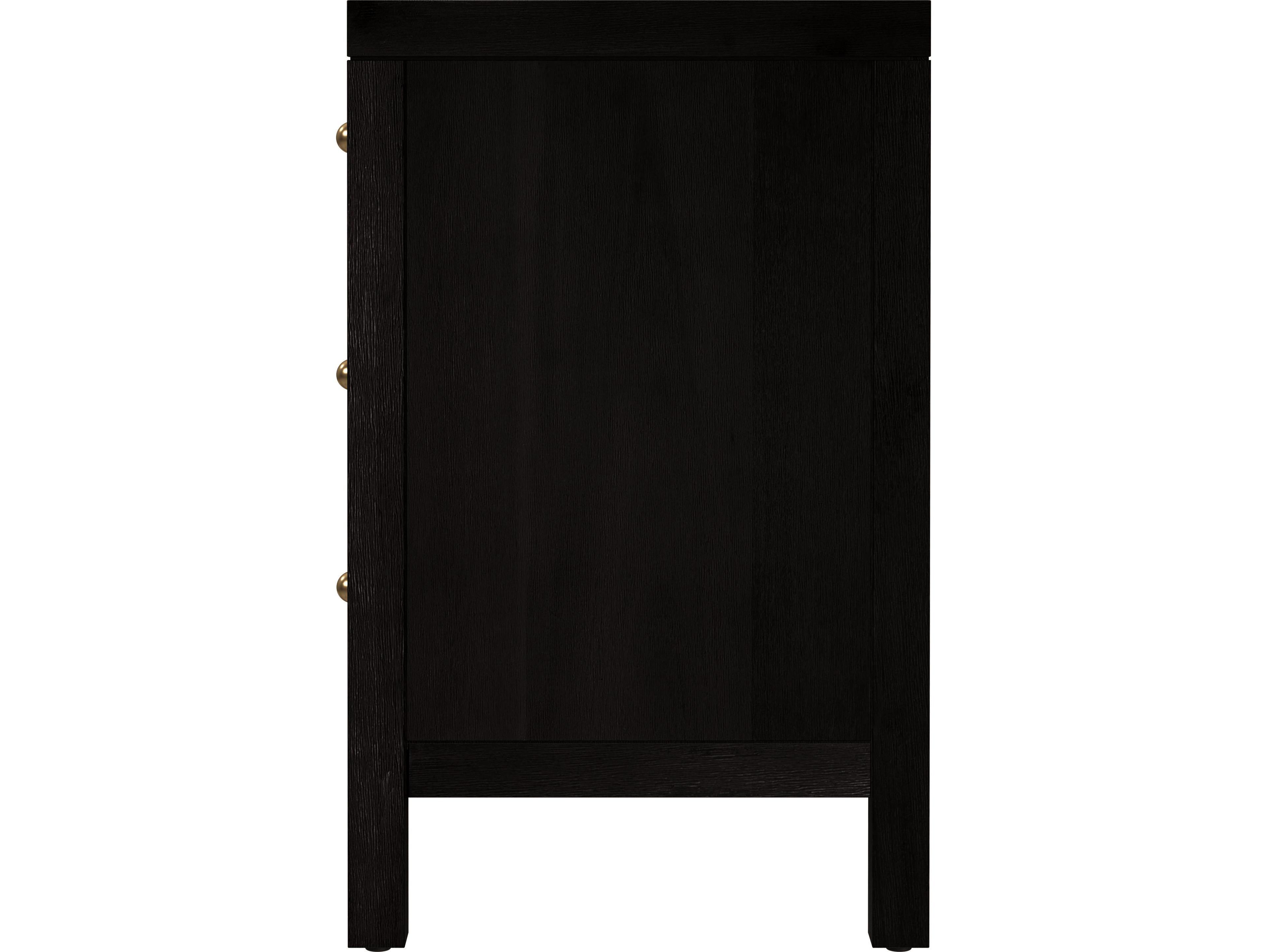 Butler Nora 3-Drawers Black Acacia Wood Nightstand