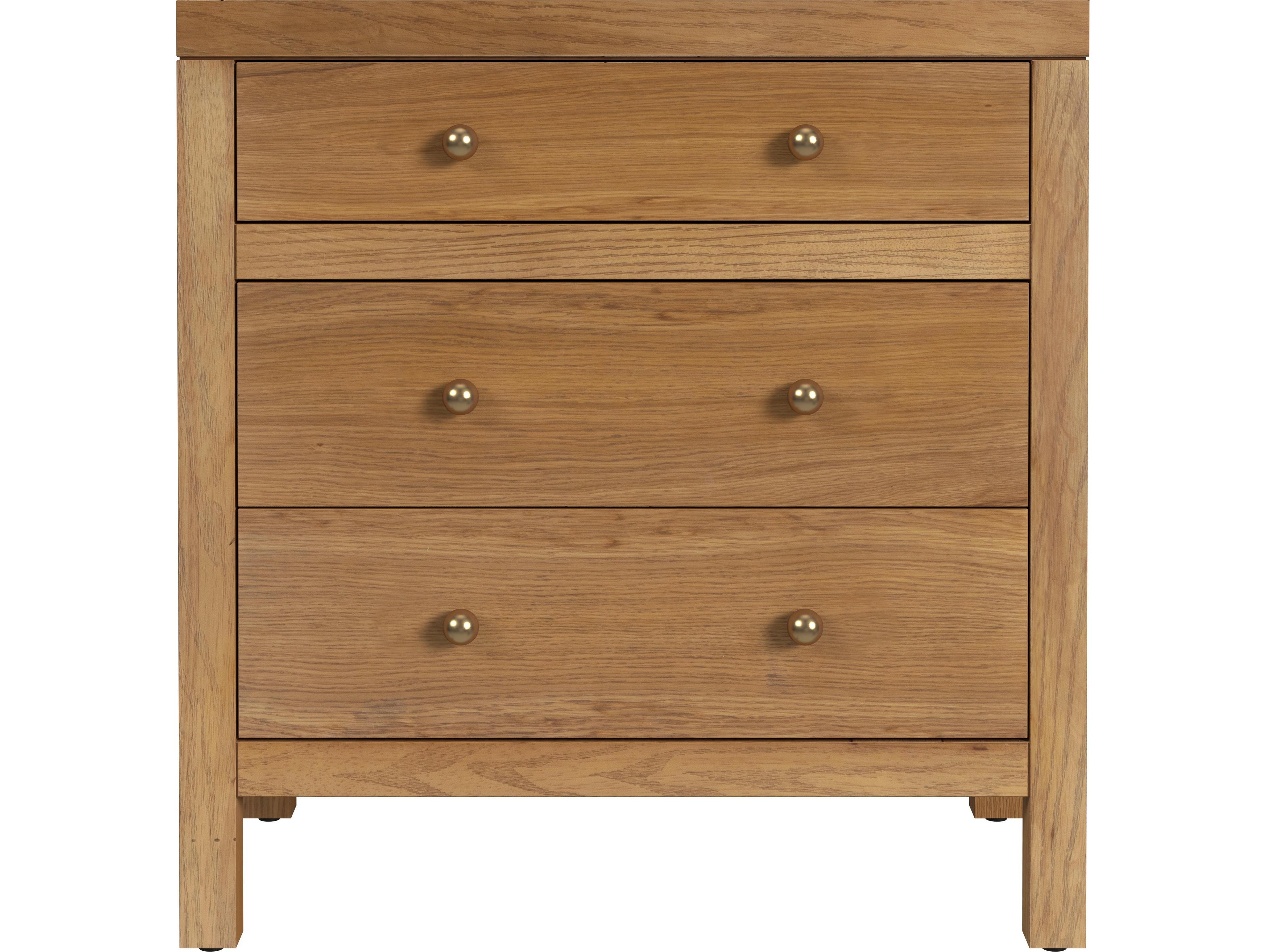 Butler Nora 3-Drawers Oak Wood Nightstand