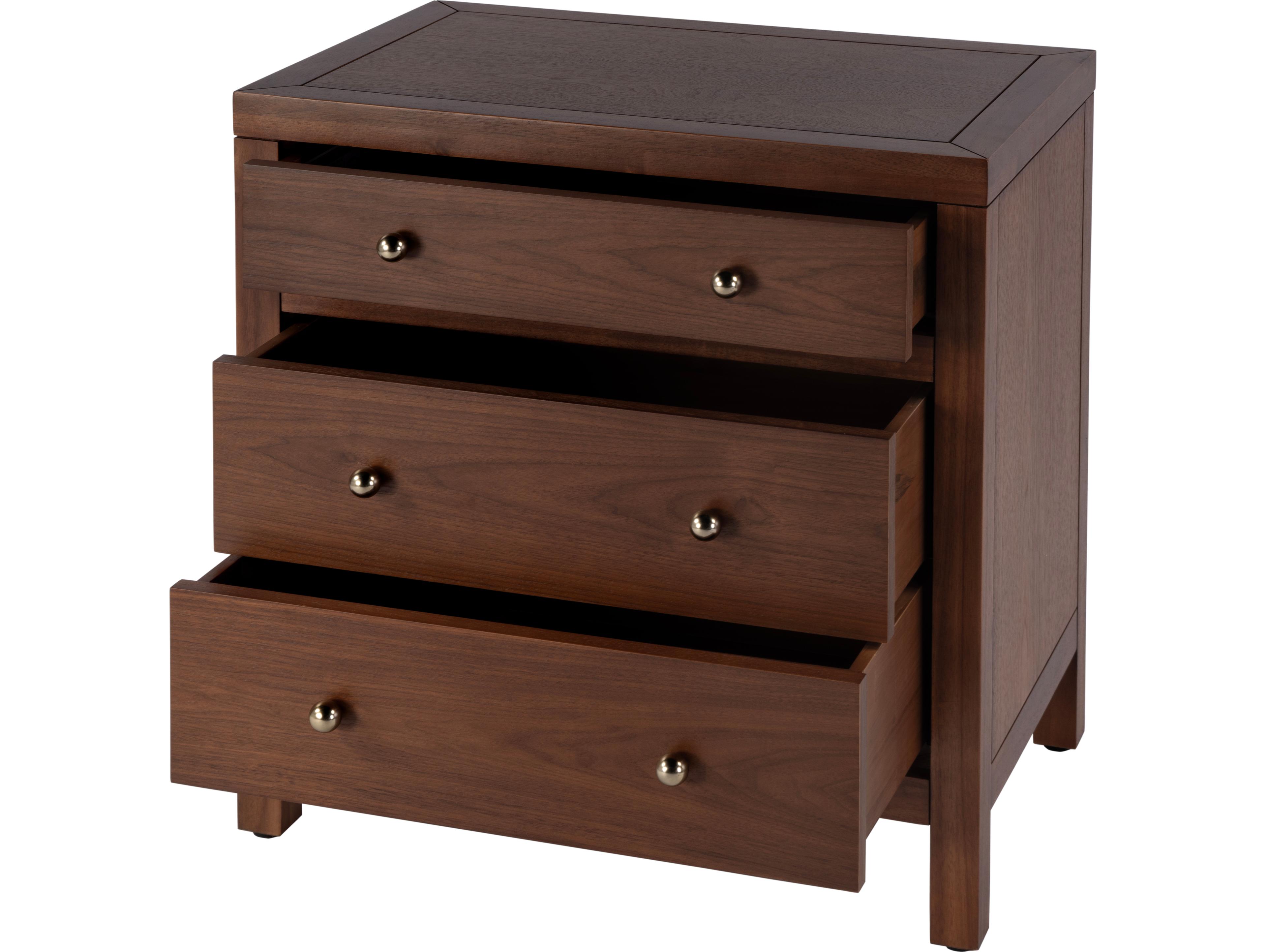 Butler Nora 3-Drawers Brown Acacia Wood Nightstand