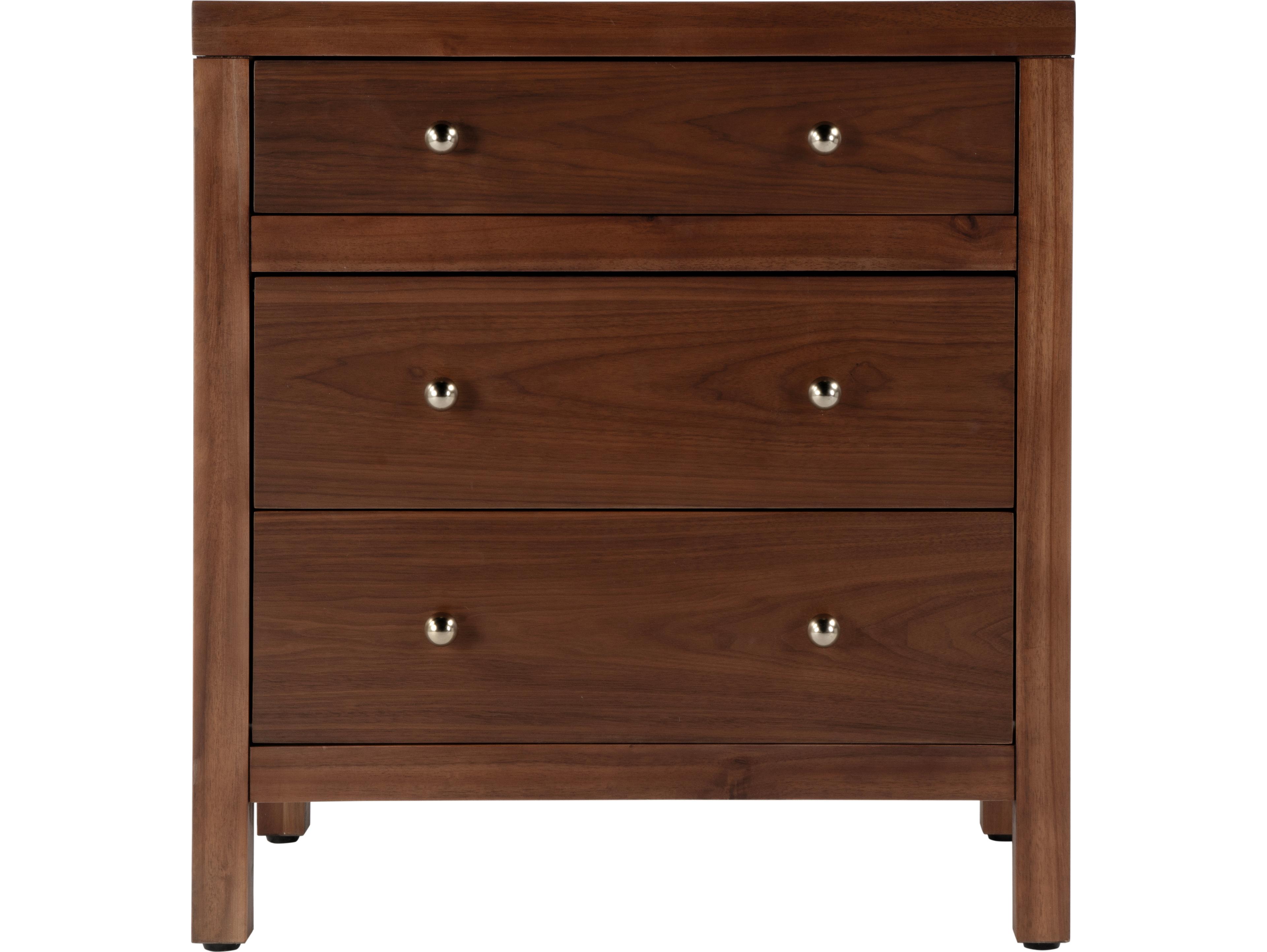 Butler Nora 3-Drawers Brown Acacia Wood Nightstand
