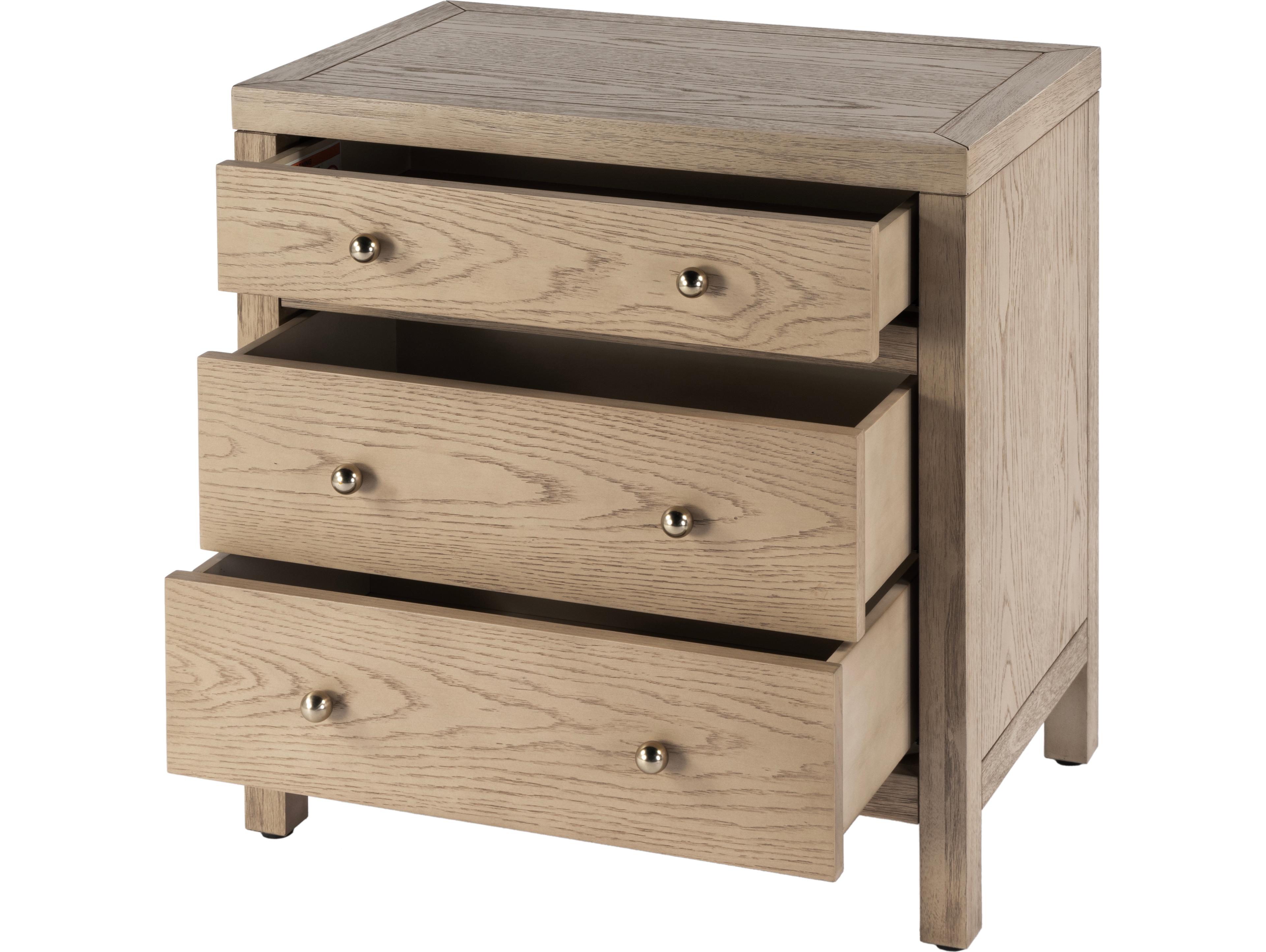 Butler Nora 3-Drawers Natural Acacia Wood Nightstand