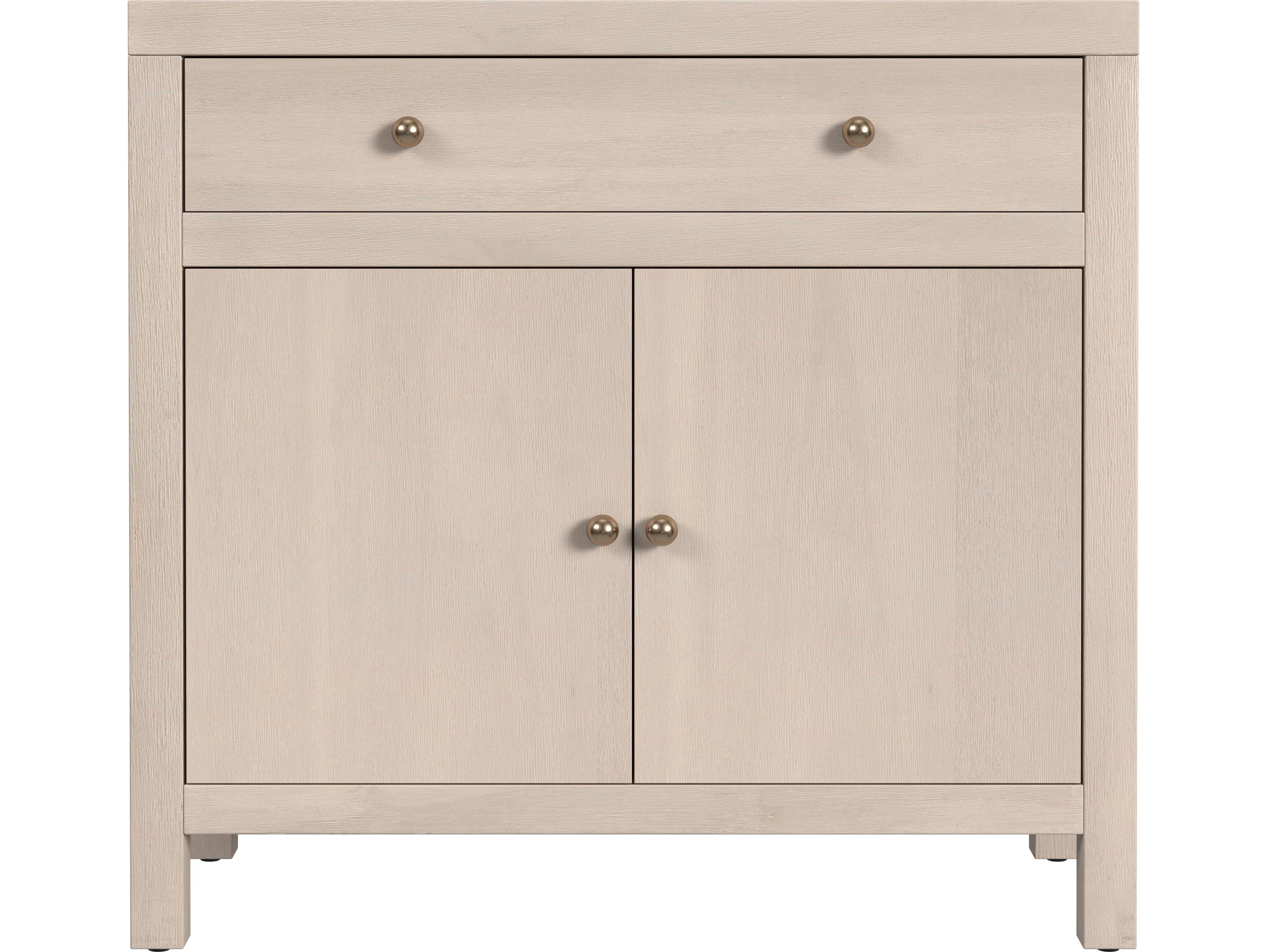 Butler Nora Antique Taupe Beige Acacia Wood Accent Cabinet