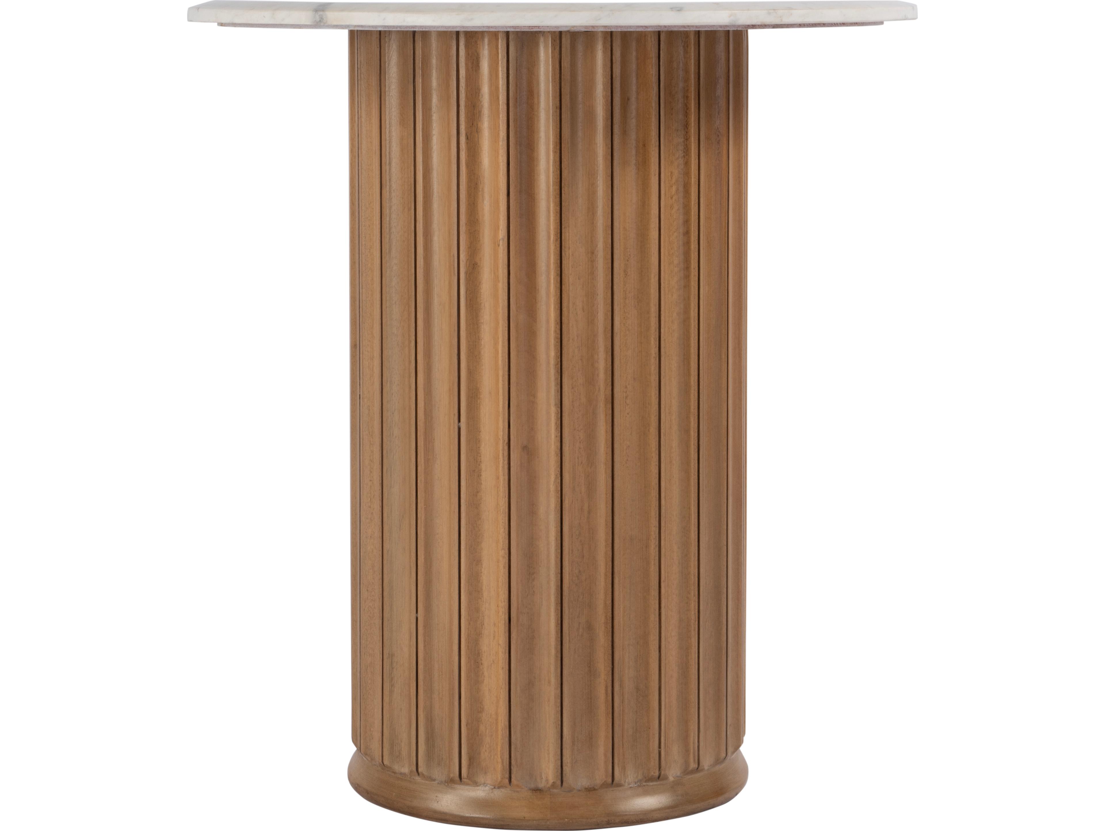 Butler Geneva Round White light Beige Marble End Table