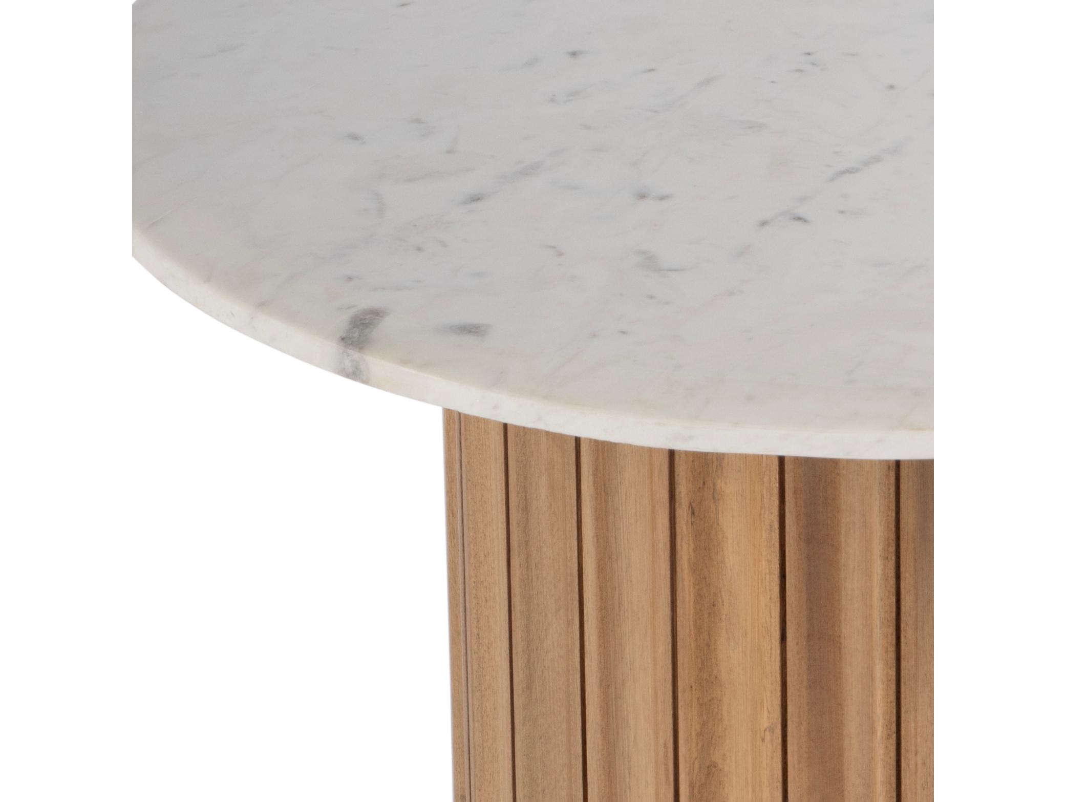 Butler Geneva Round White light Beige Marble End Table