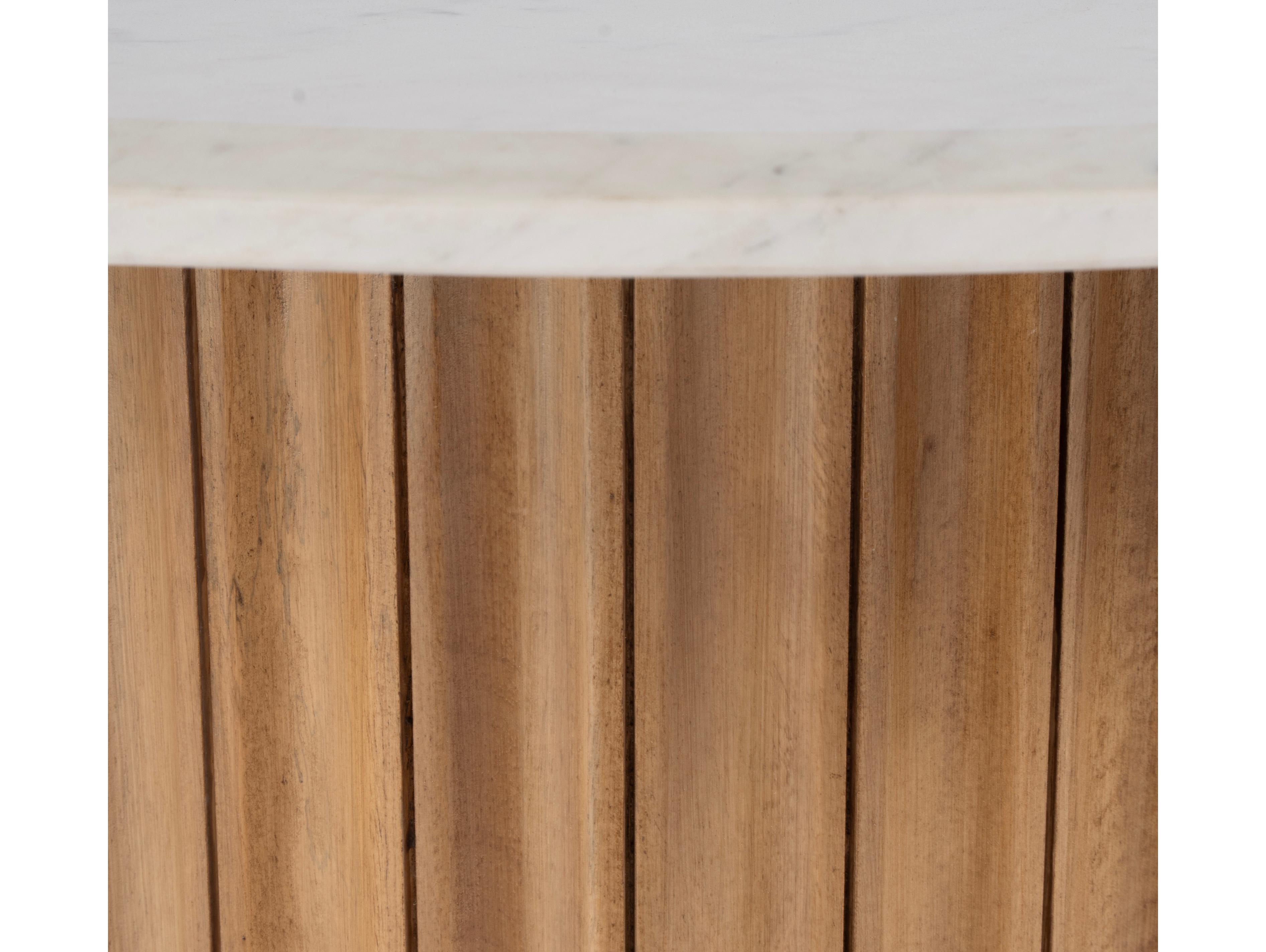 Butler Geneva Round White light Beige Marble End Table