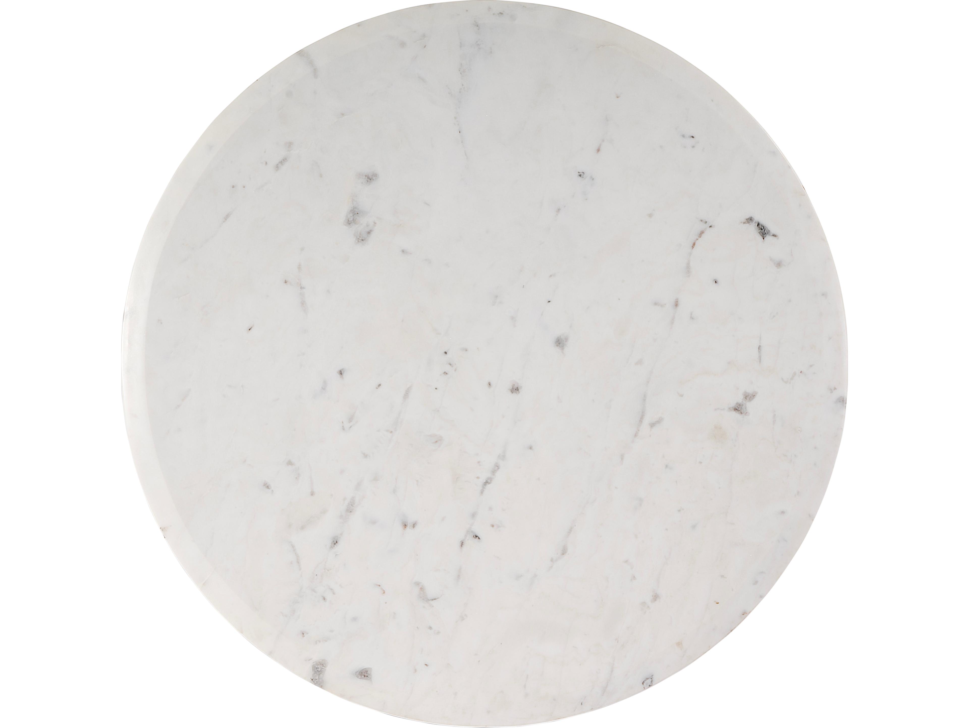 Butler Geneva Round White light Beige Marble End Table