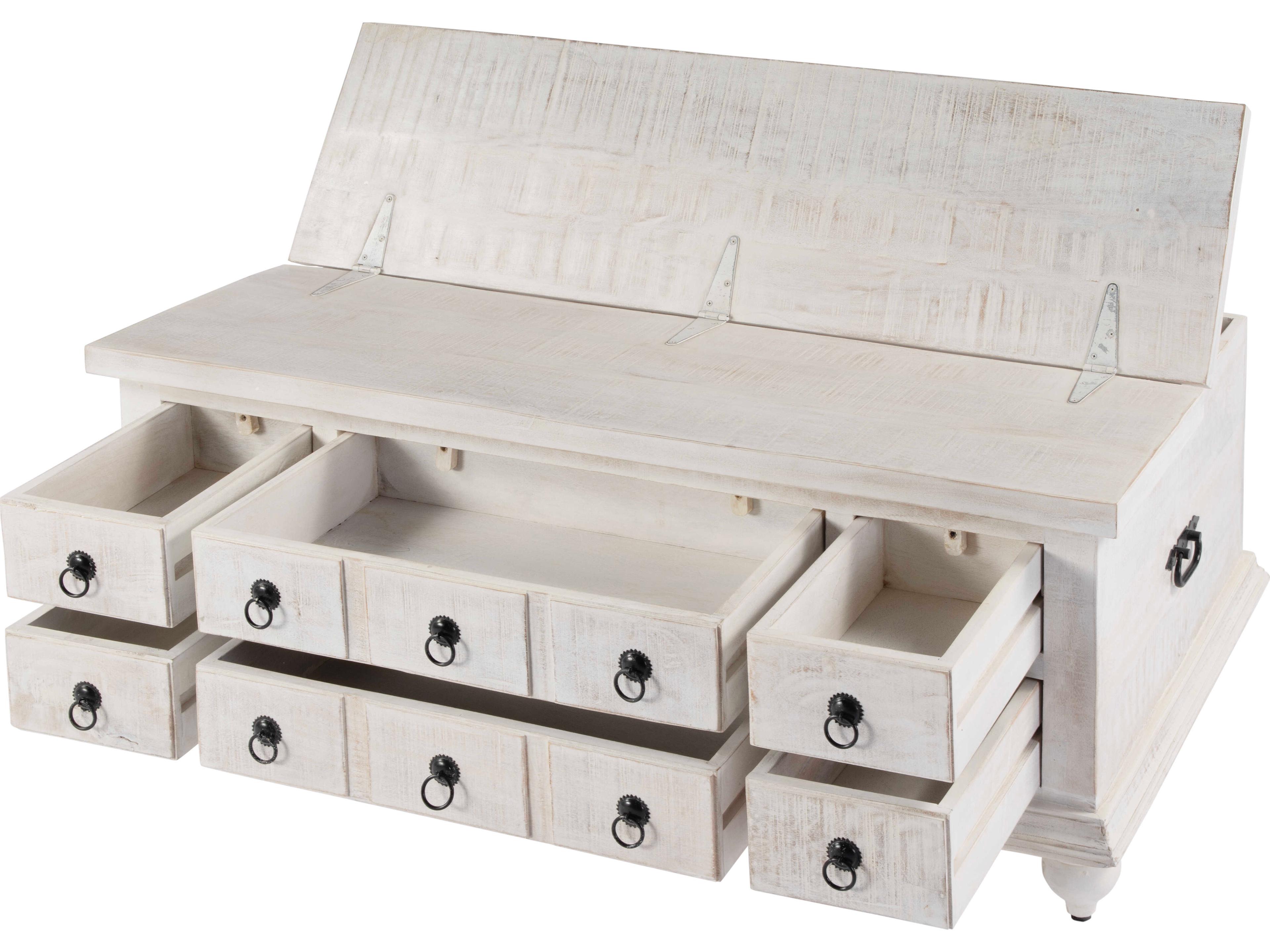 Butler Chipping Rectangular Wood White Coffee Table