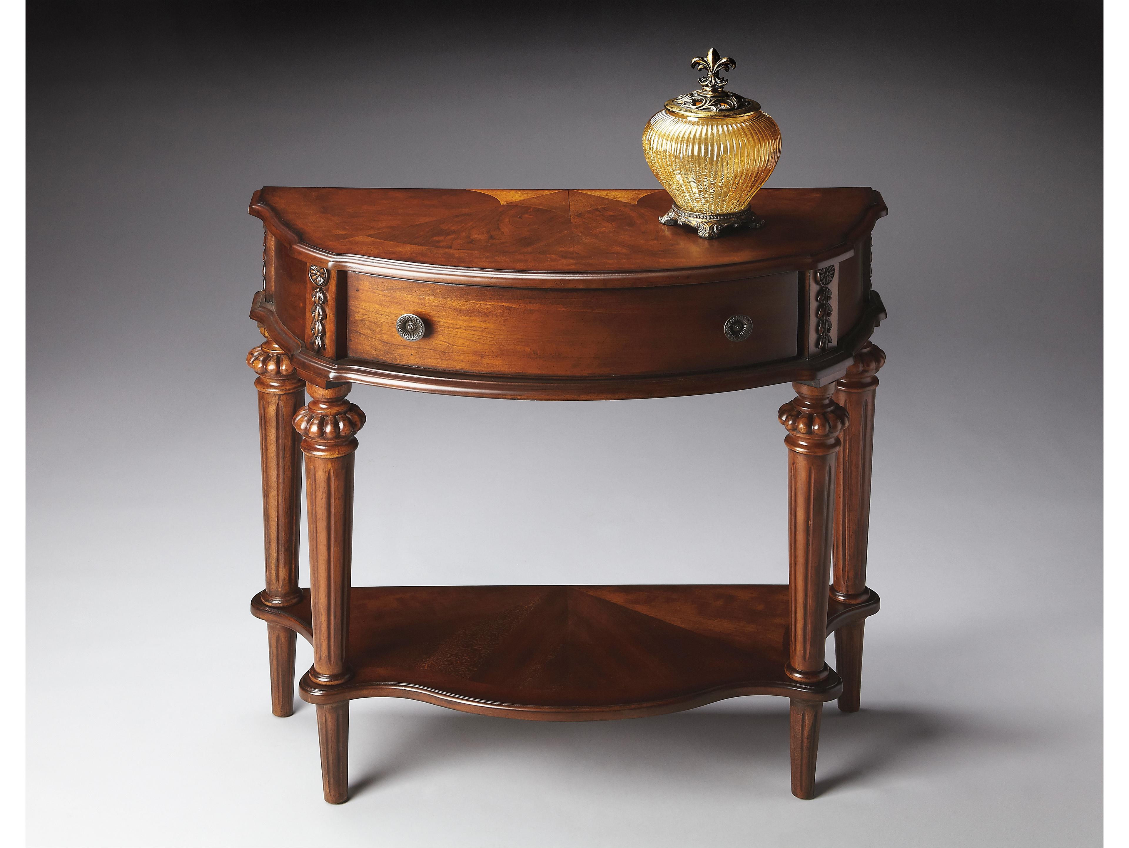 Butler Halifax Demilune Wood Nutmeg Console Table