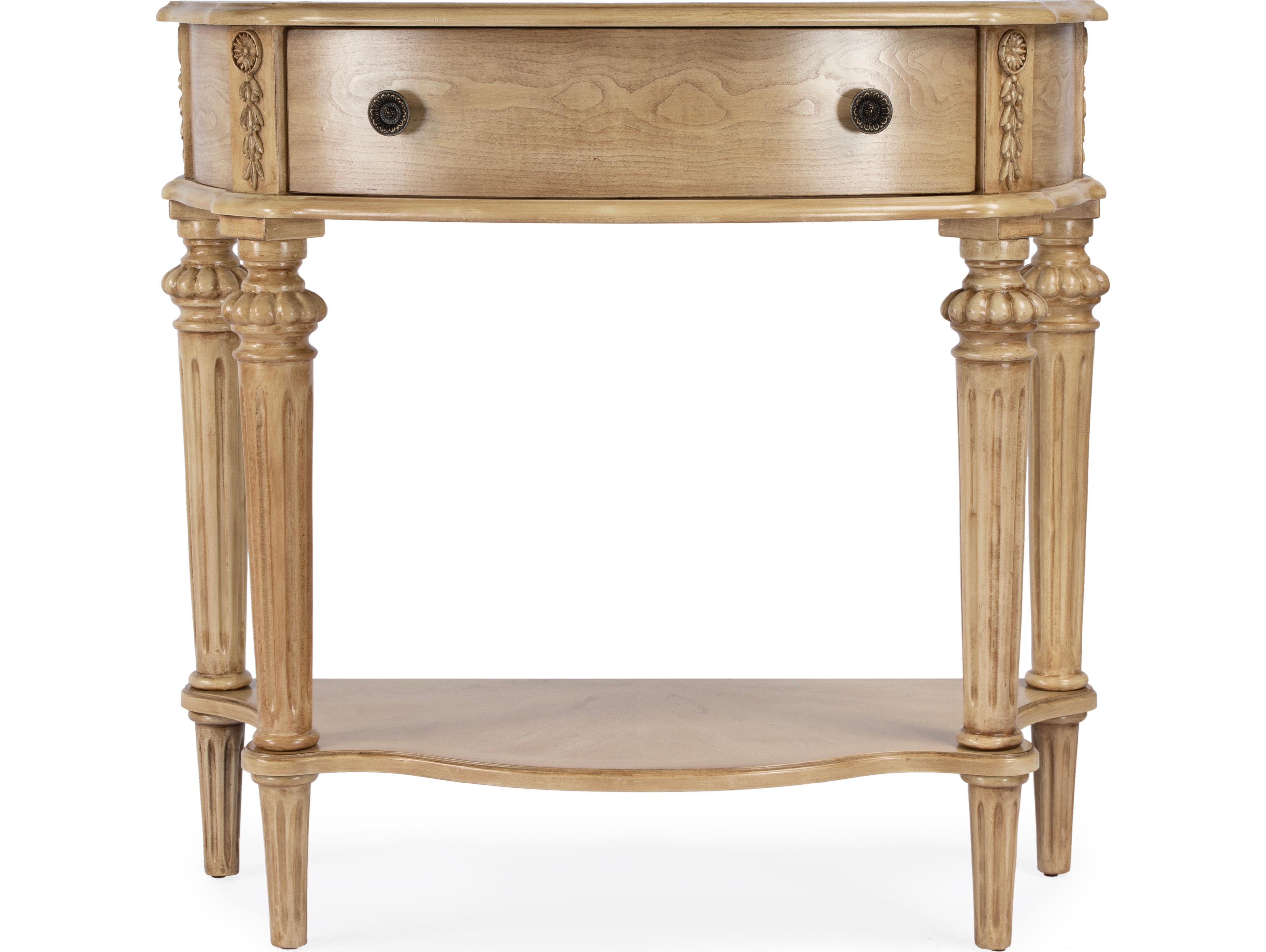 Butler Halifax Demilune Wood Antique Beige Console Table