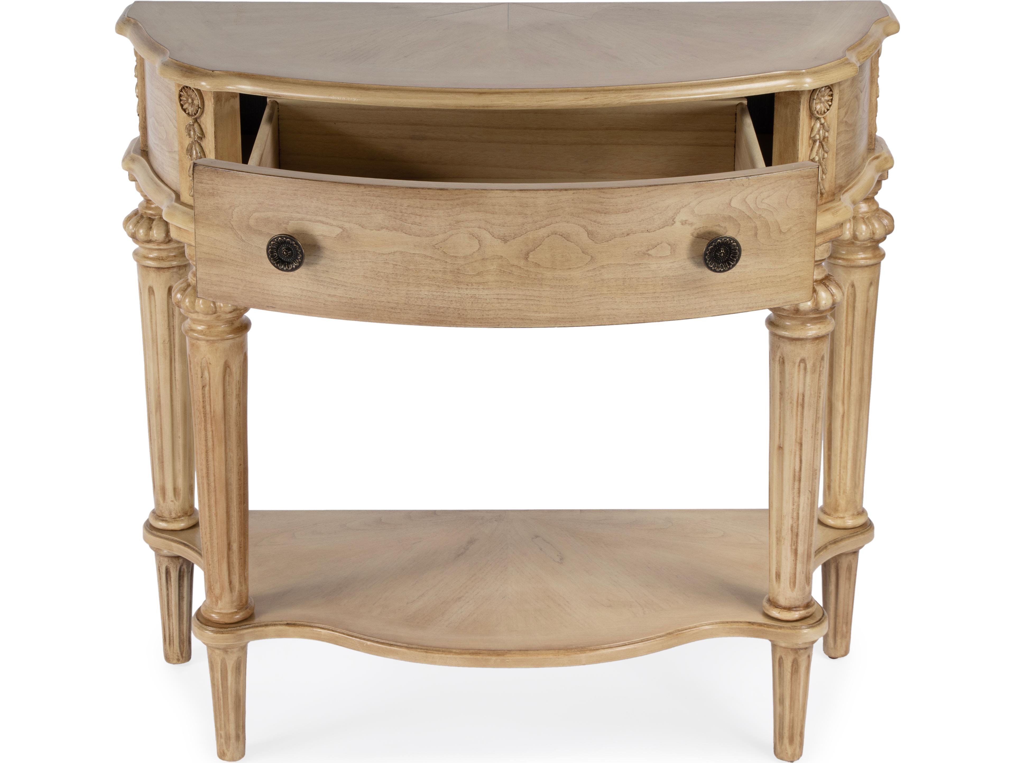 Butler Halifax Demilune Wood Antique Beige Console Table