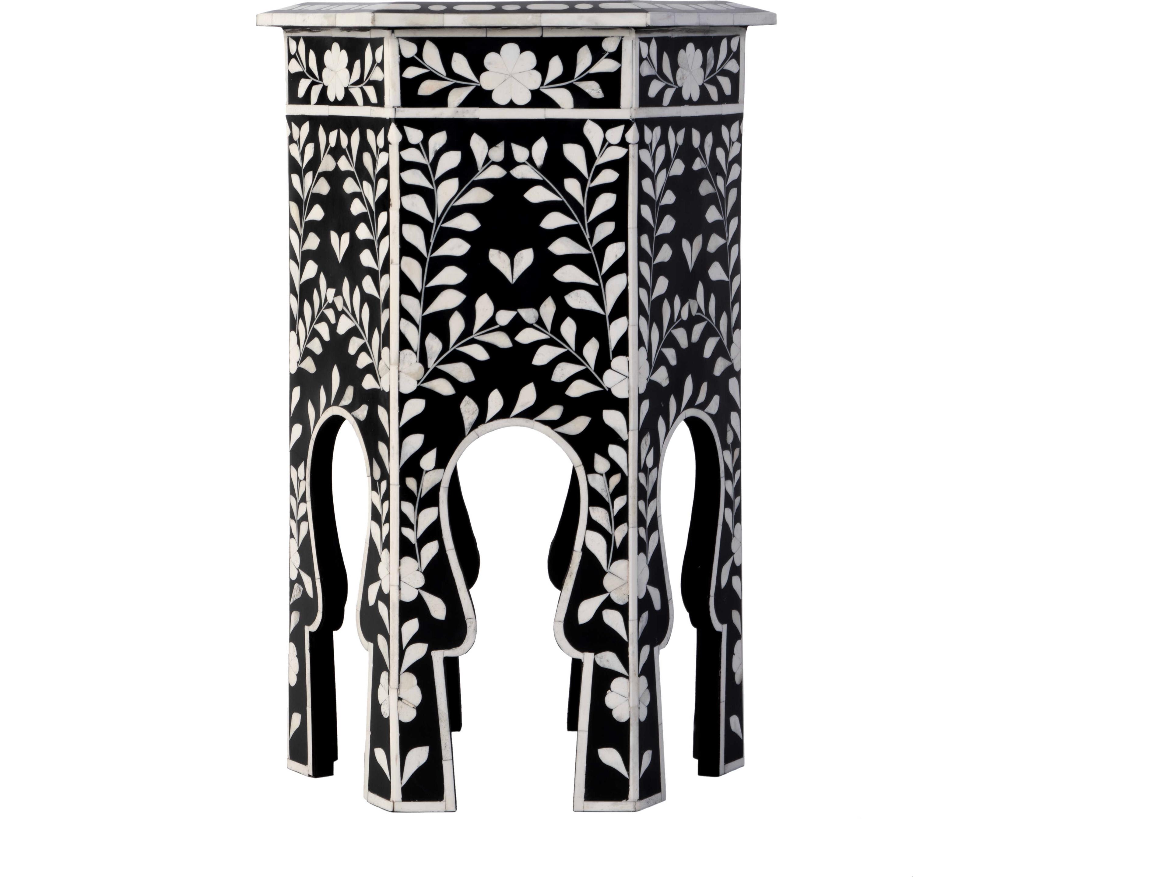 Butler Amaya Hexagon Wood Black White End Table