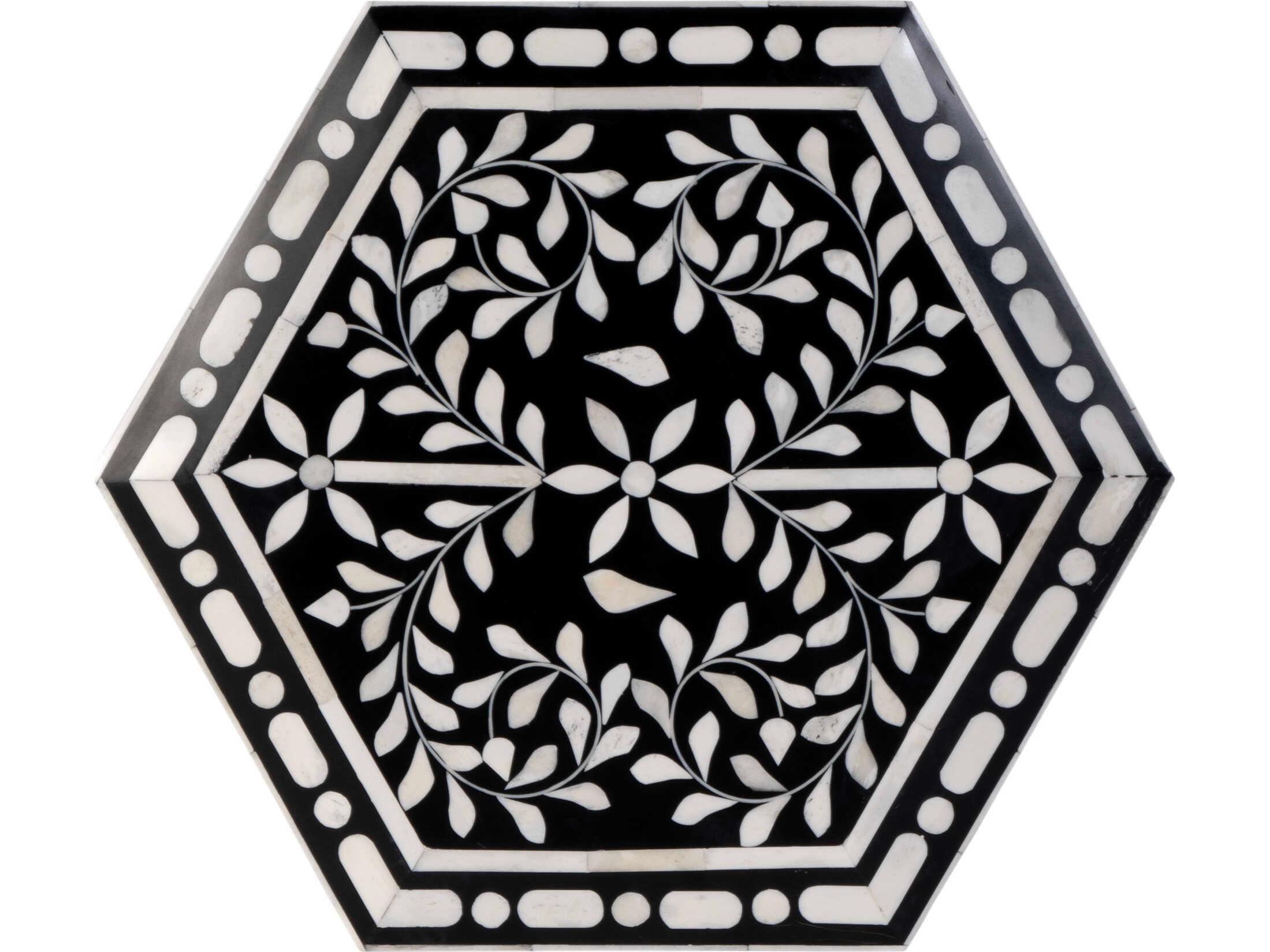 Butler Amaya Hexagon Wood Black White End Table