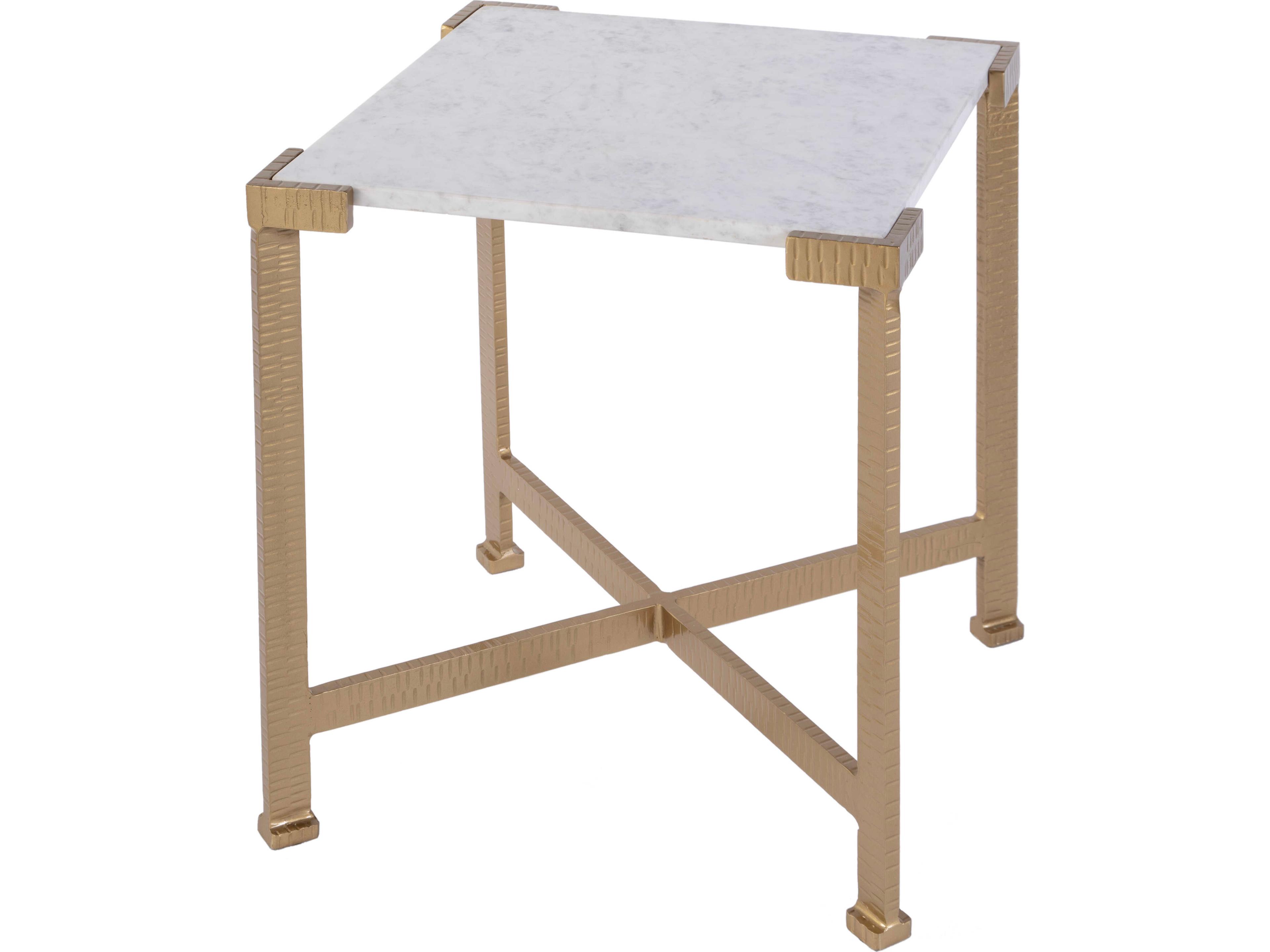 Butler Loric Square Marble White Antique Gold End Table