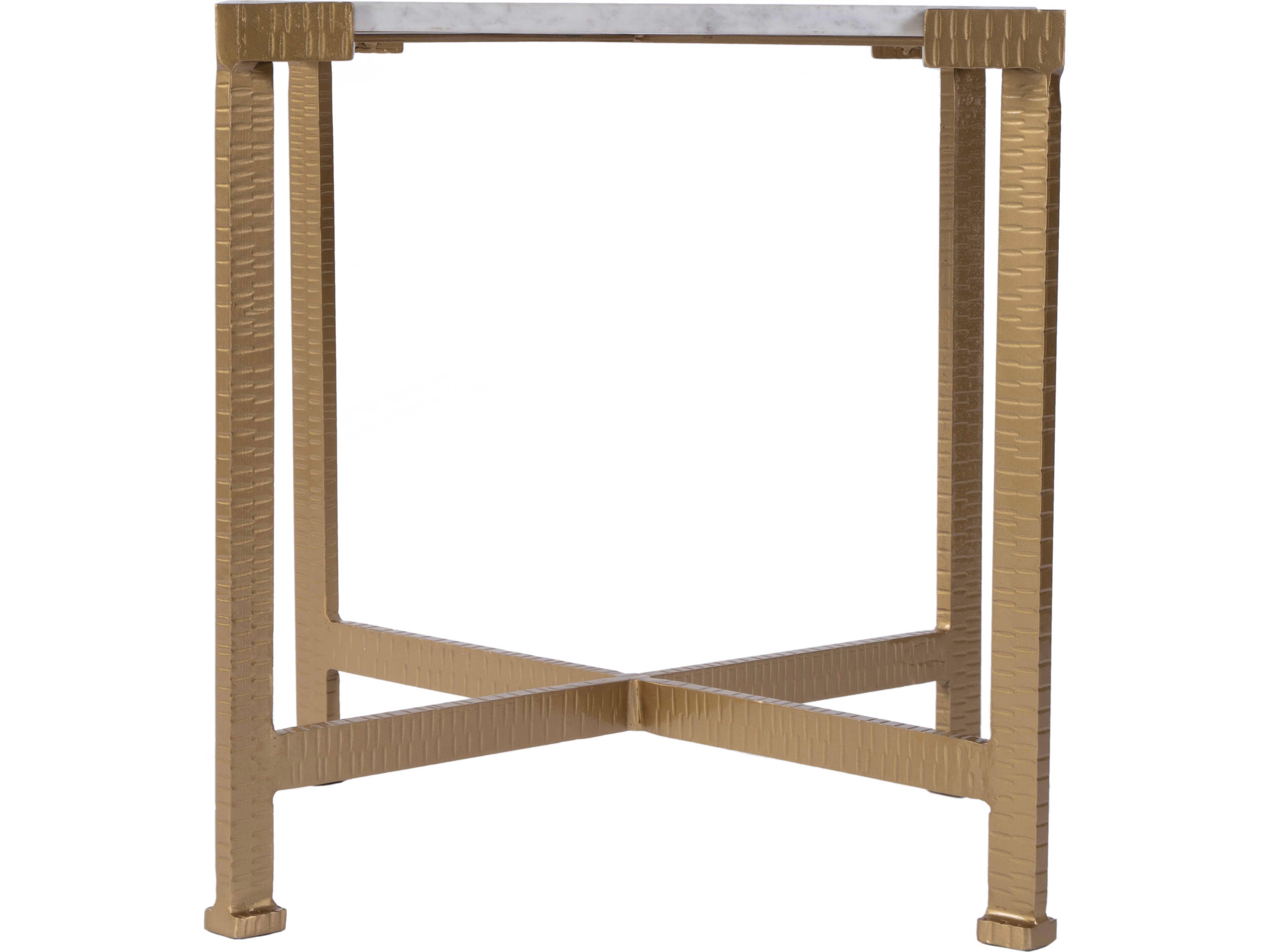 Butler Loric Square Marble White Antique Gold End Table