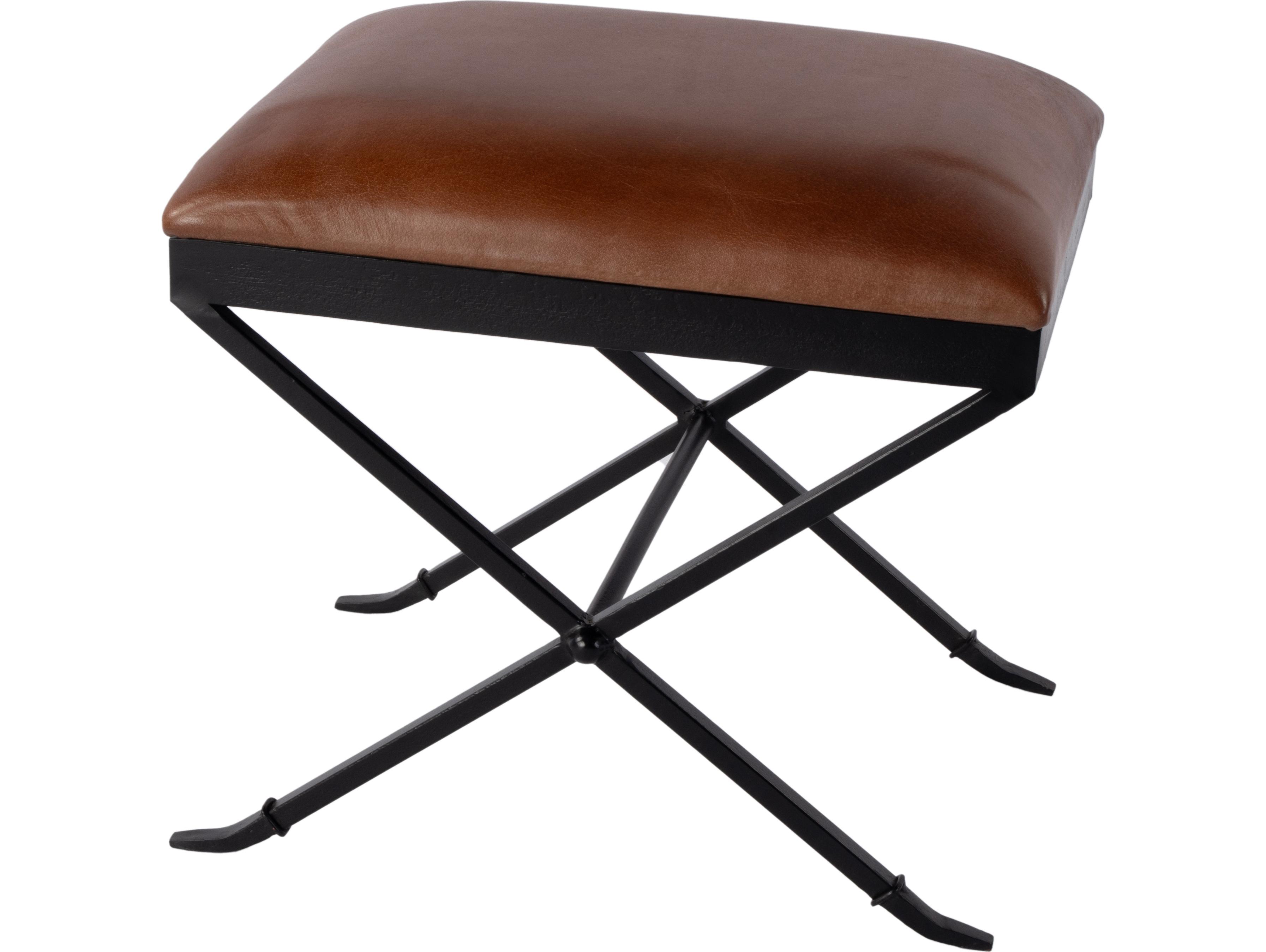 Butler Livingston Brown Leather Accent Stool