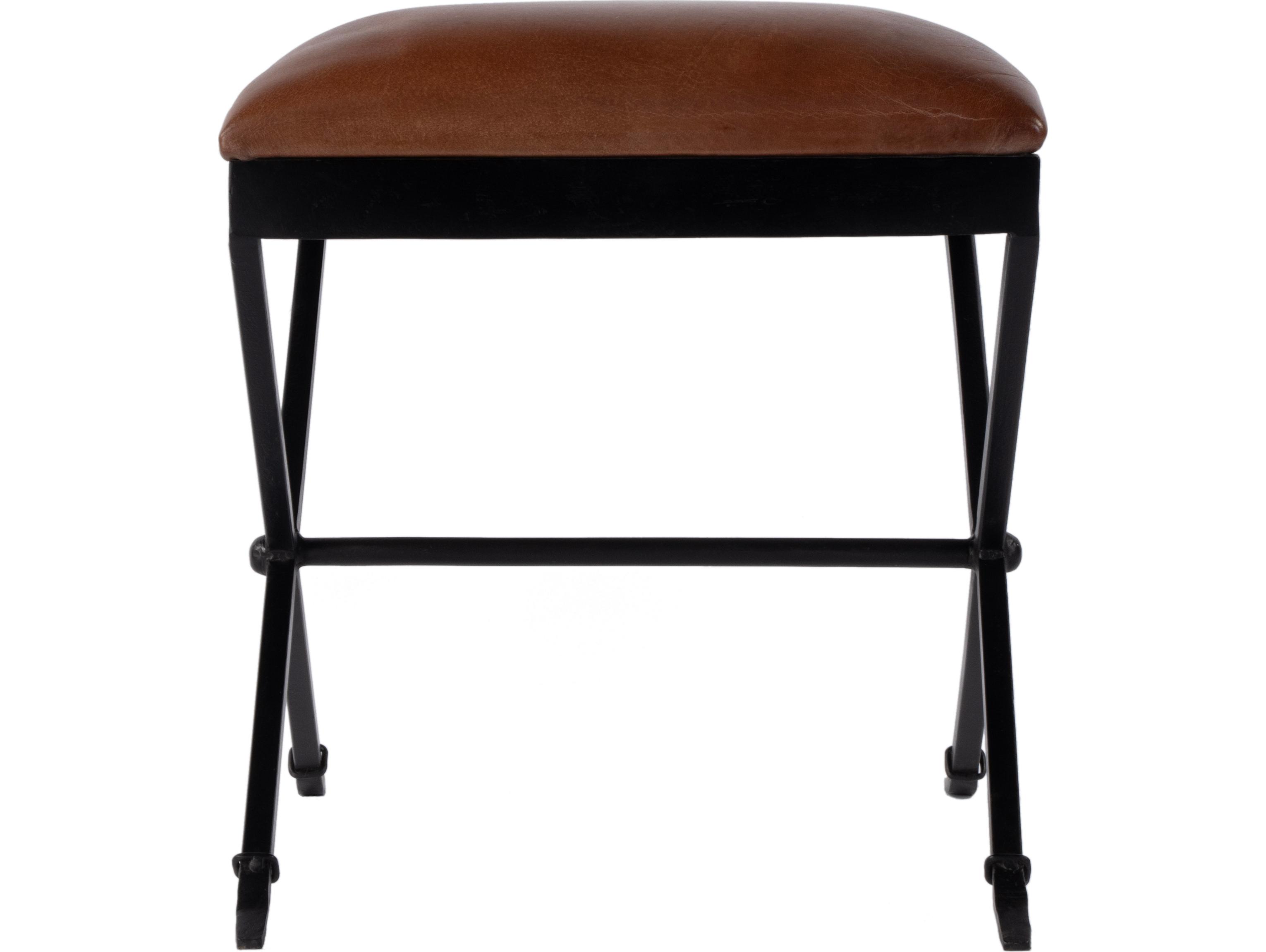 Butler Livingston Brown Leather Accent Stool