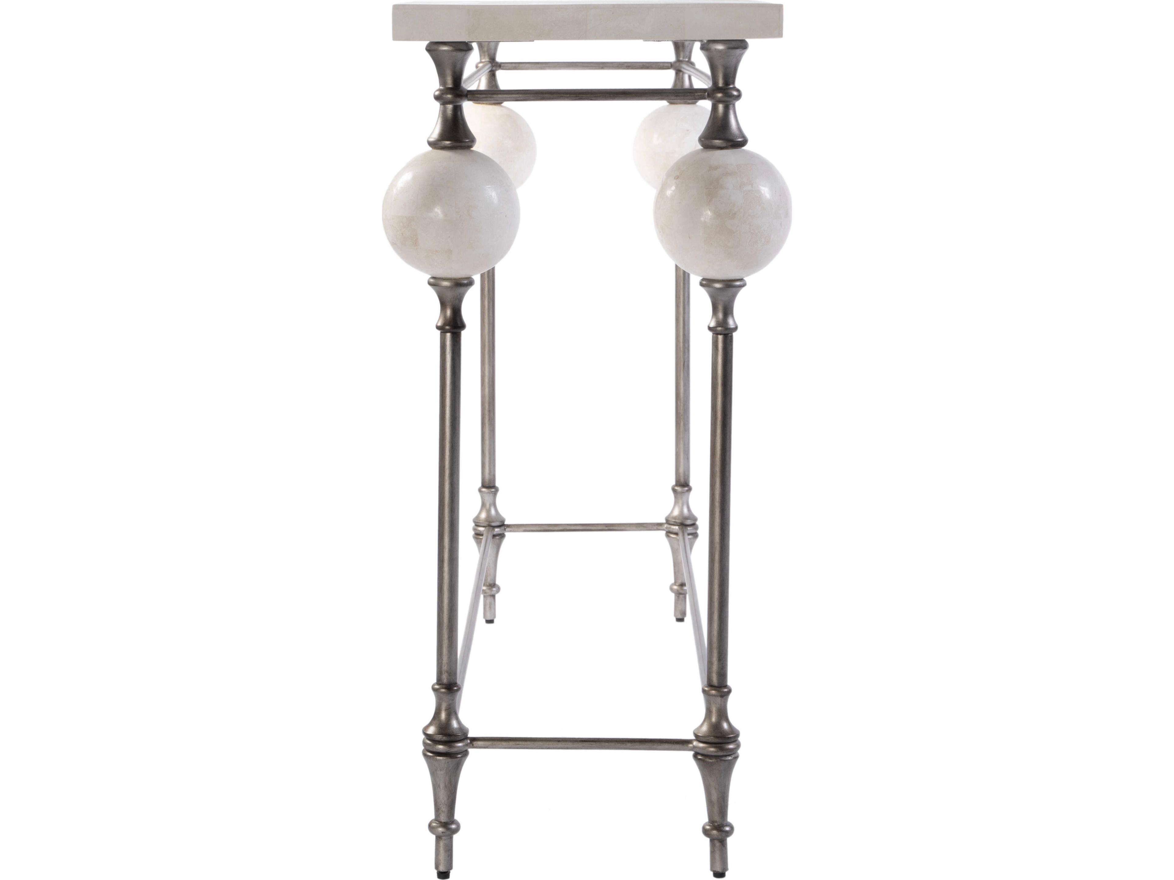 Butler Amadeo Rectangular Stone White Silver Console Table