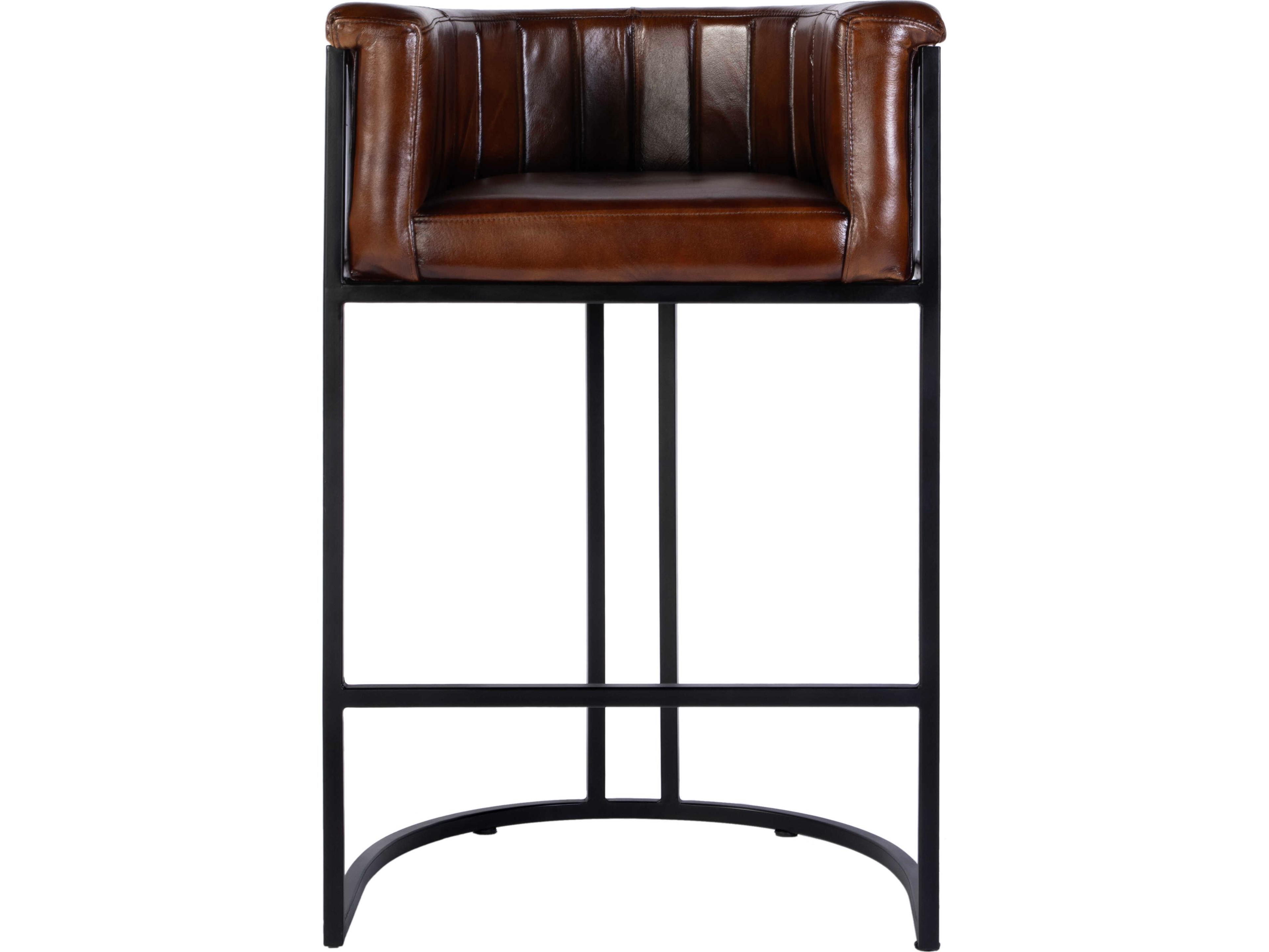 Butler Rockford Black Brown Leather Counter Stool