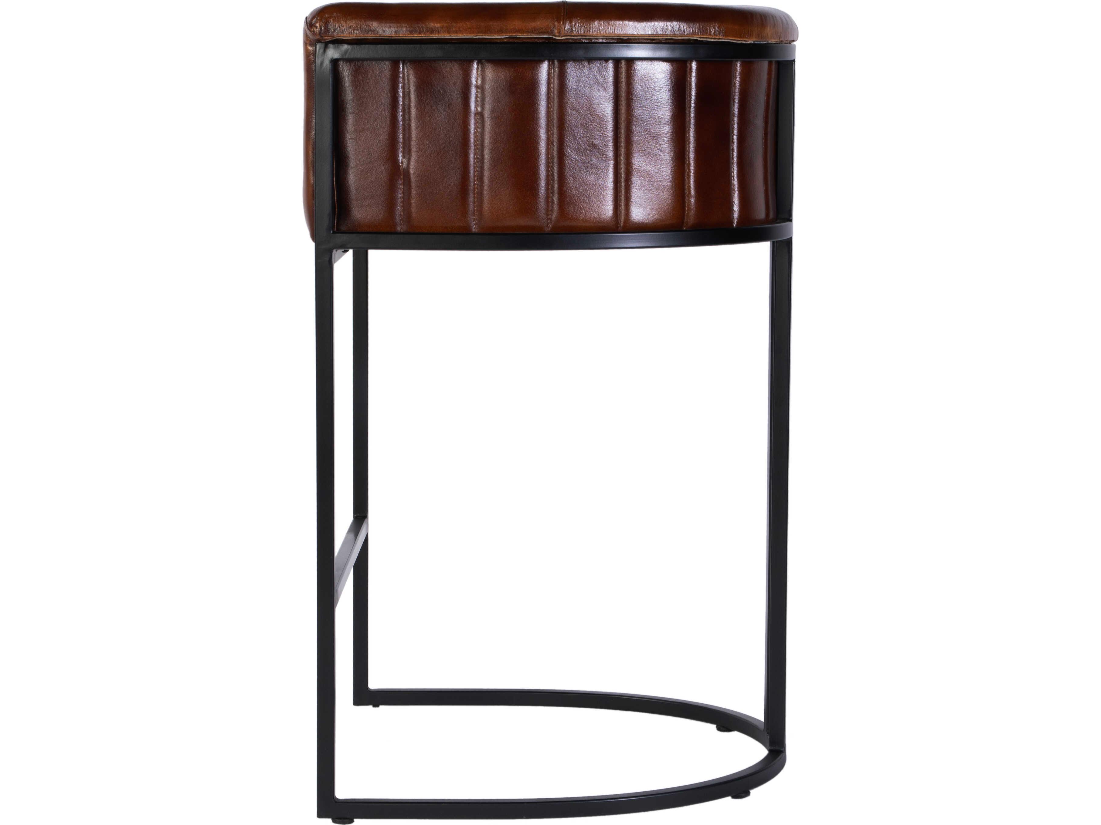 Butler Rockford Black Brown Leather Counter Stool