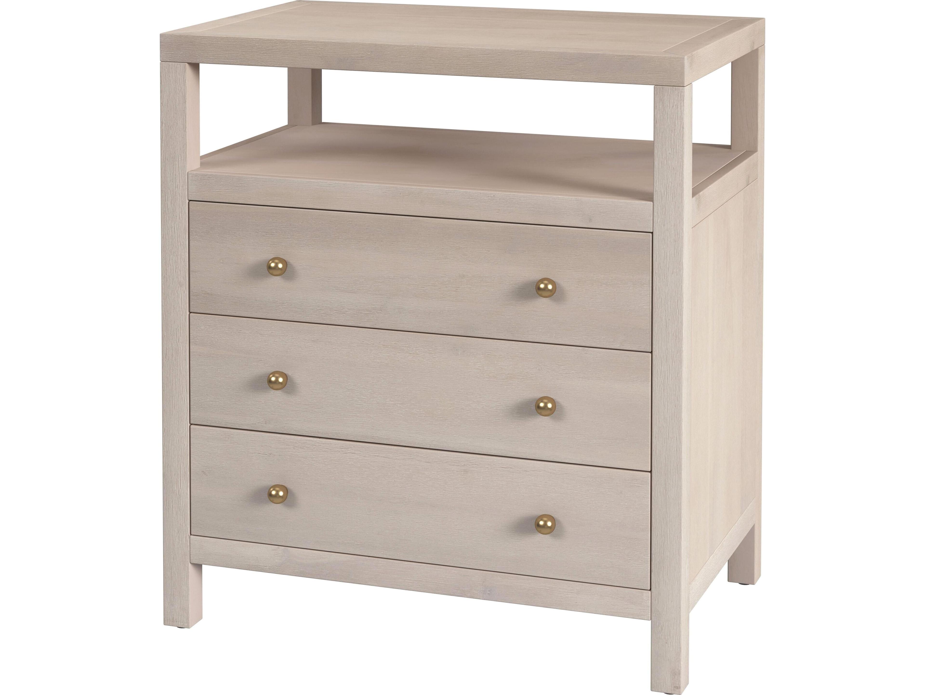 Butler Nora 3-Drawers Beige Acacia Wood Nightstand