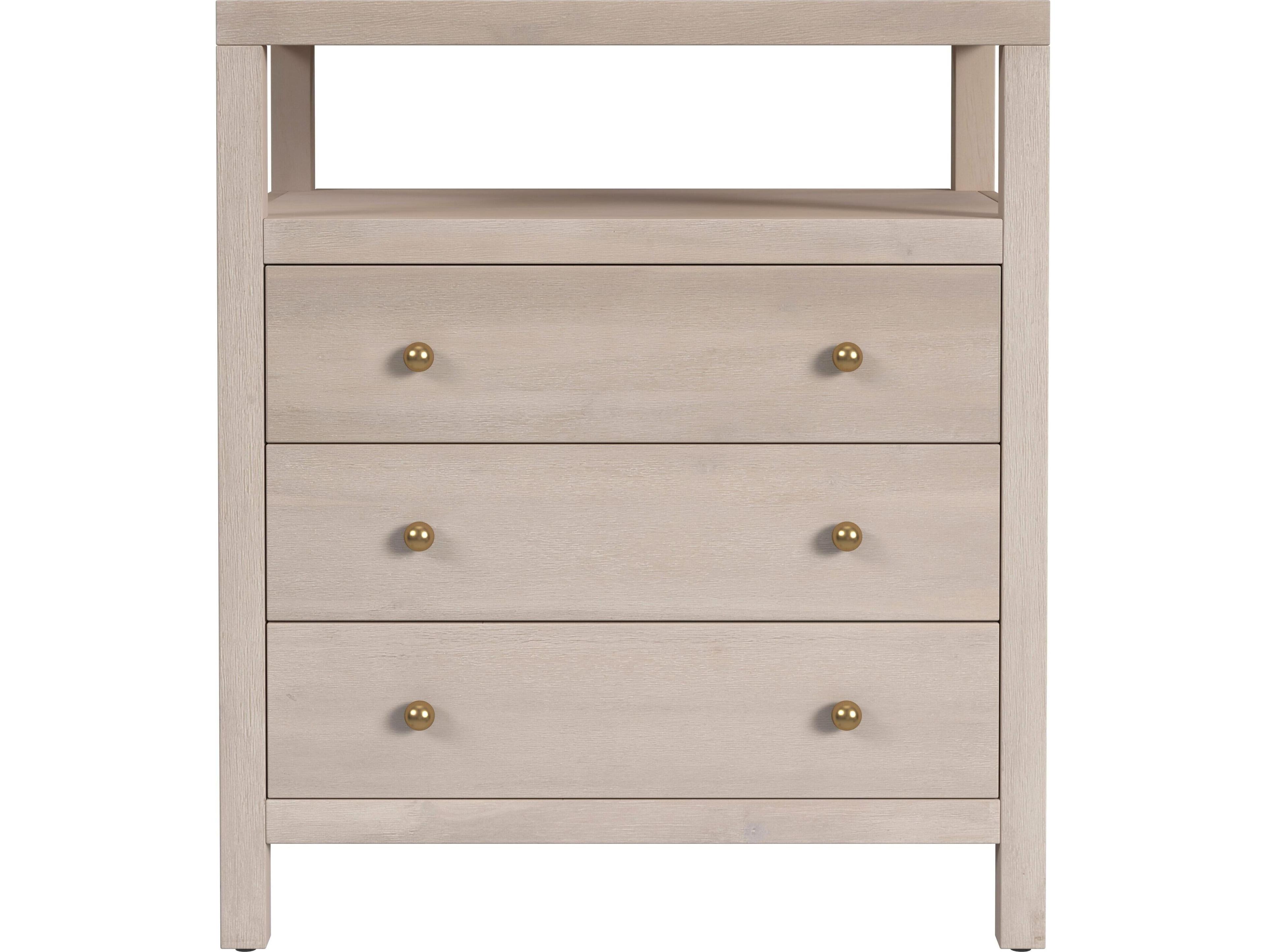 Butler Nora 3-Drawers Beige Acacia Wood Nightstand